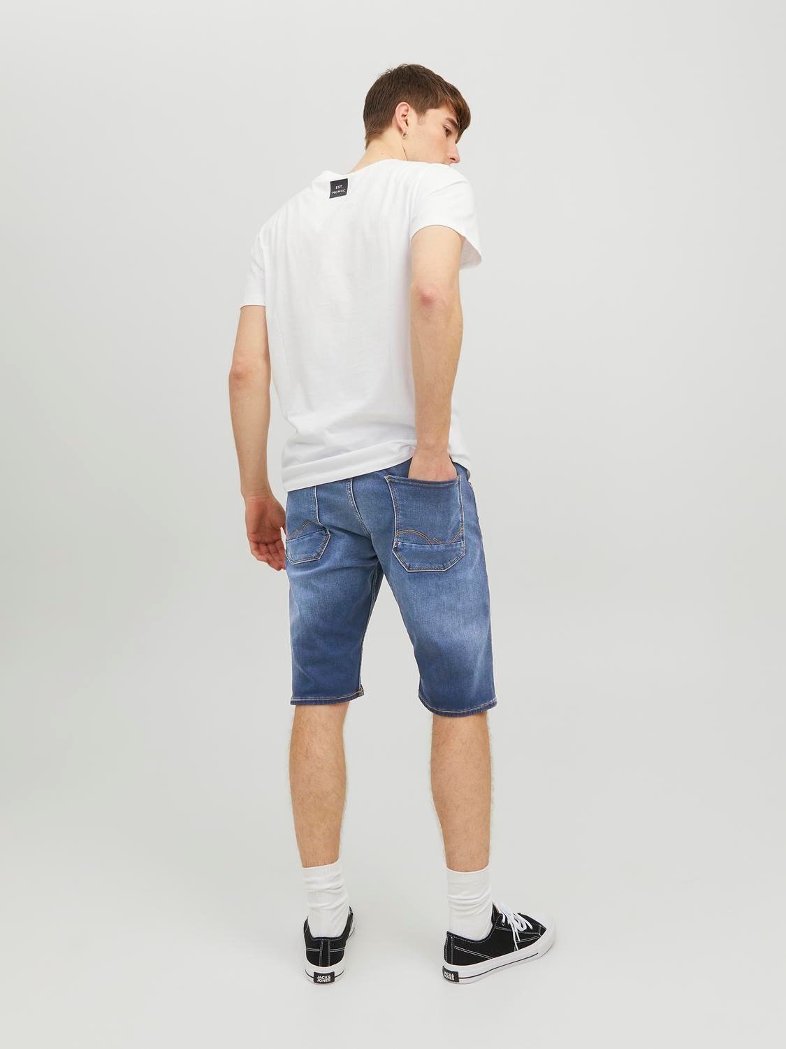 JACK & JONES Scale Long Shorts regular fit, heren jeans korte broek, denimblauw