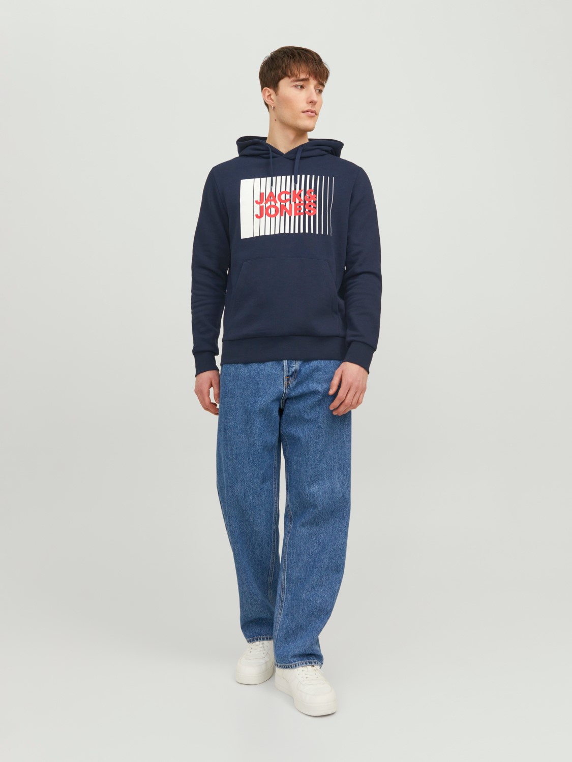 JACK & JONES Corp logo sweat hood play regular fit, heren hoodie katoenmengsel met capuchon, blauw