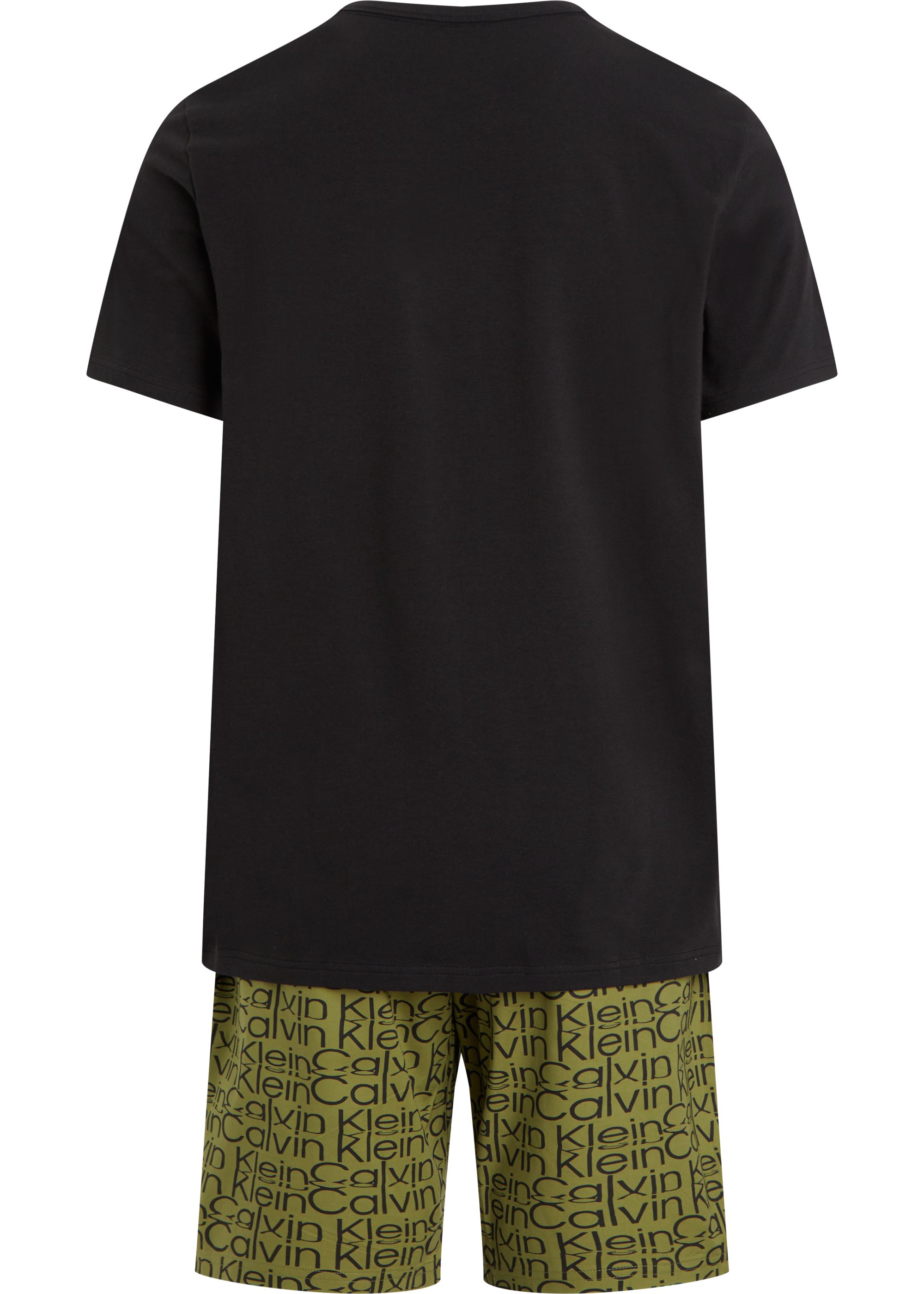 Calvin Klein shortama, heren short sleeve short set, zwart met logoprint