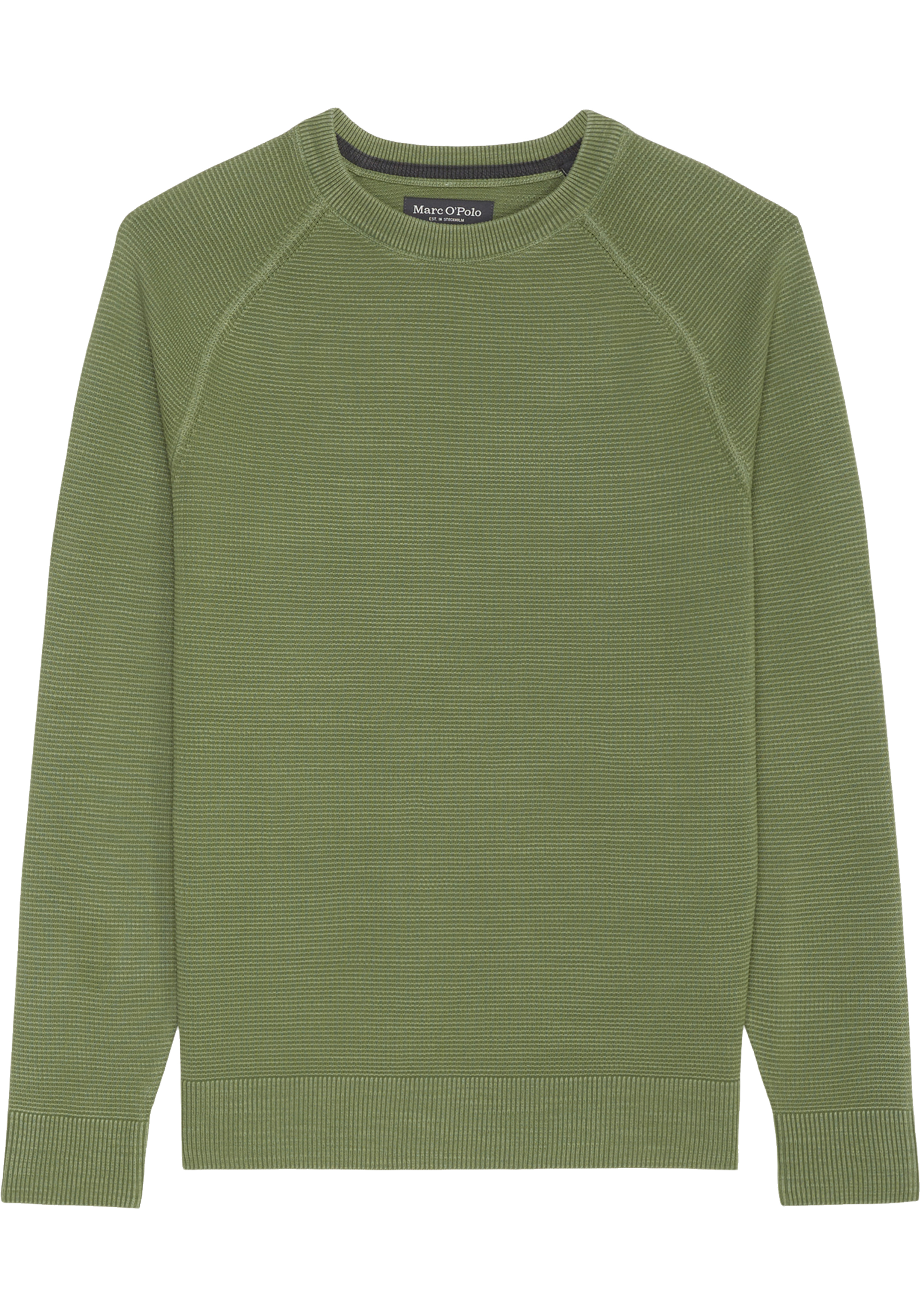 Marc O'Polo regular fit pullover, heren trui katoen met O-hals, groen (middeldik)