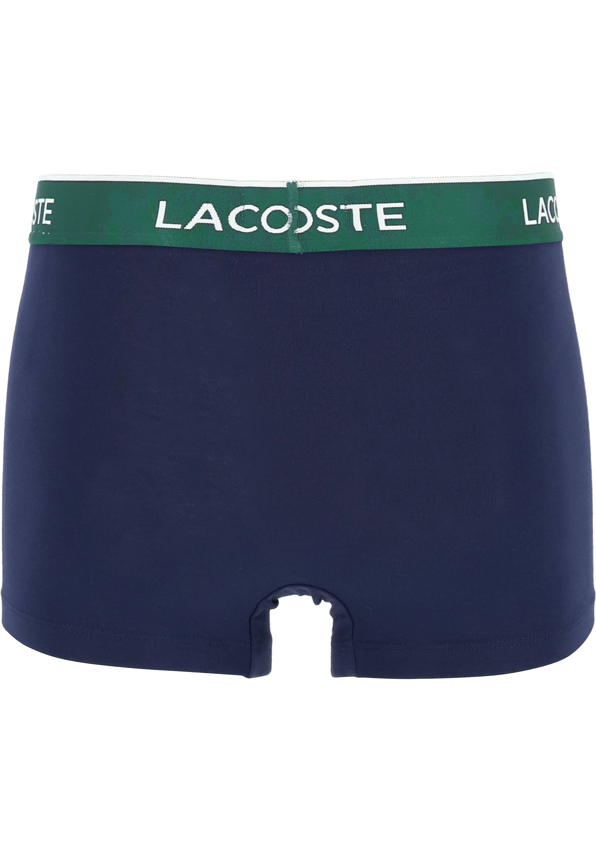 Lacoste Boxer Trunks (3-pack), heren boxers kort, blauw met gekleurde tailleband