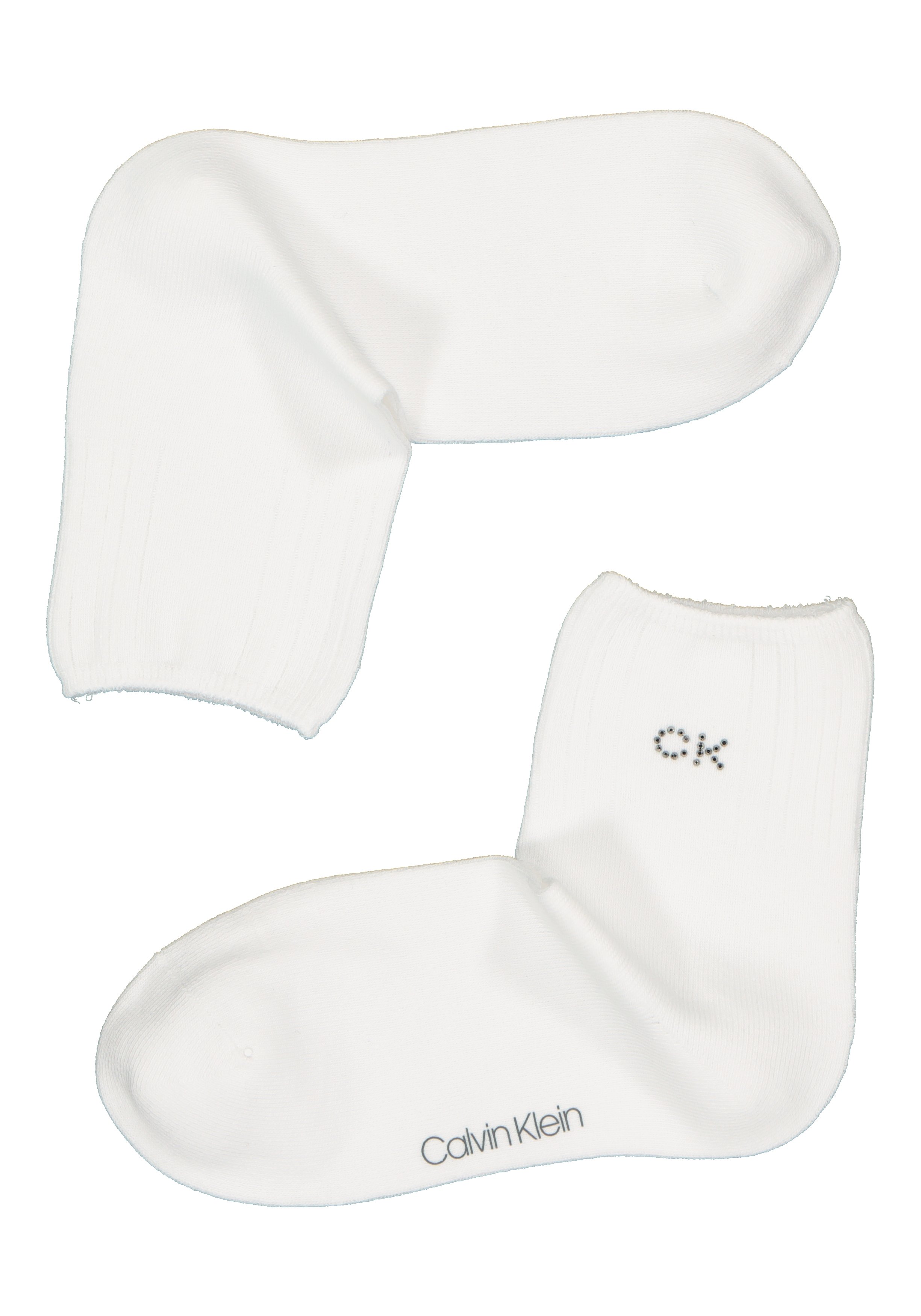 Calvin Klein damessokken Allison (1-pack), enkelsokken met kristal logo, wit