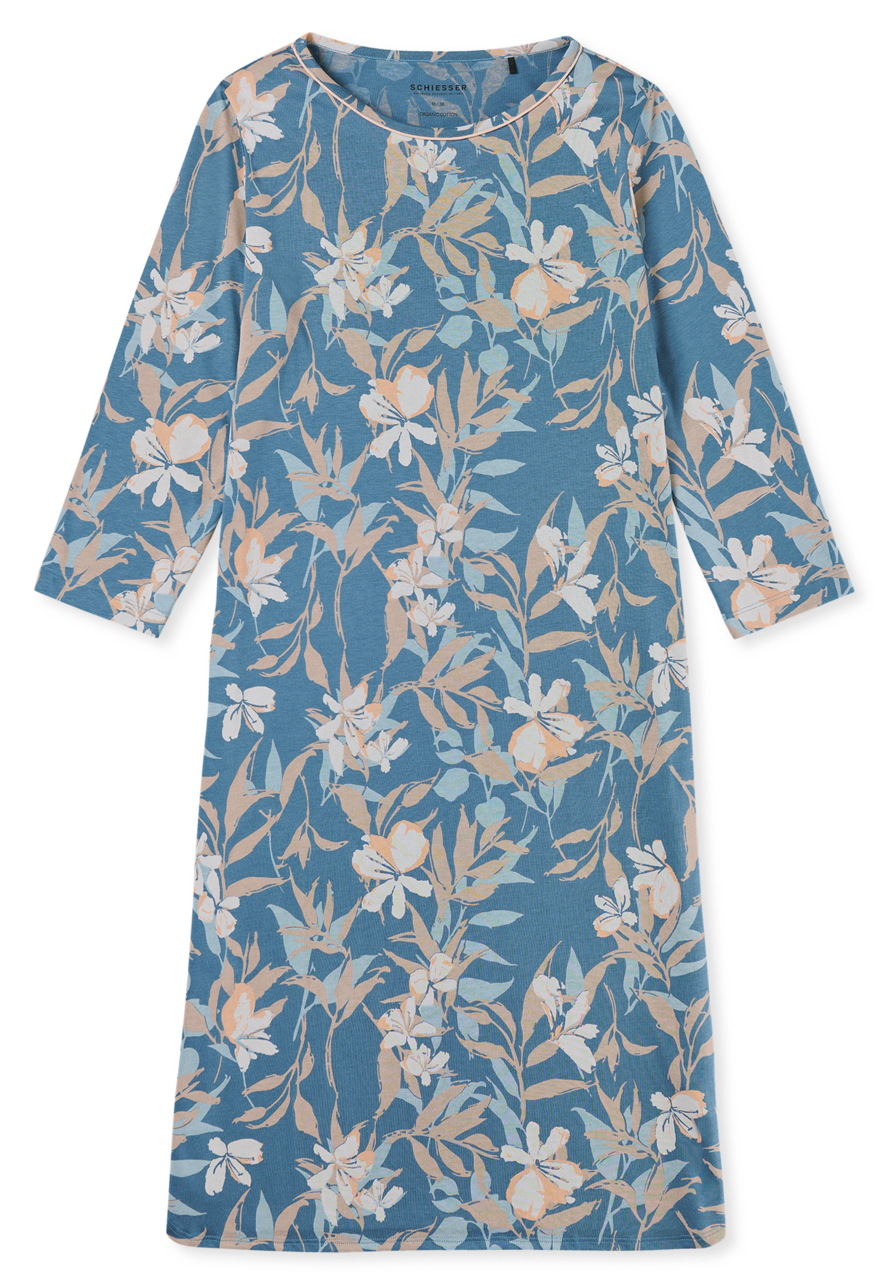 SCHIESSER Comfort Nightwear nachtkleding dames, dames nachthemd 3/4-mouwen bloemenprint multicolour