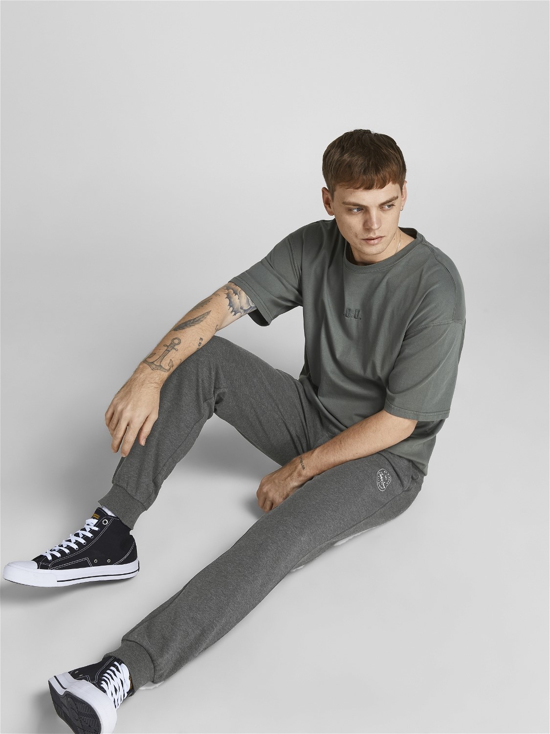 JACK & JONES Gordon Shark Sweat Pants regular fit, heren joggingbroek, donkergrijs melange