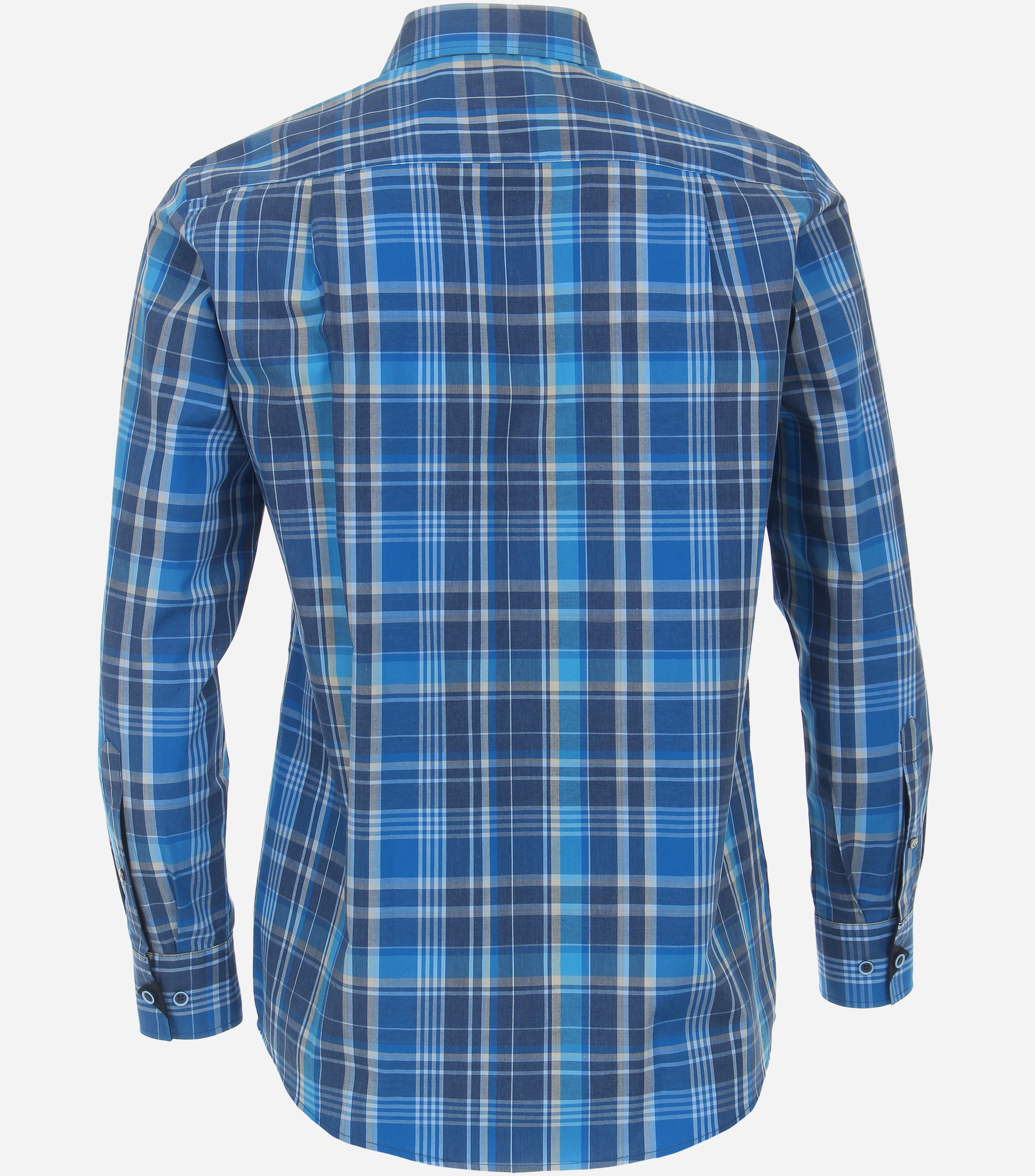 Redmond modern fit overhemd, popeline, blauw geruit