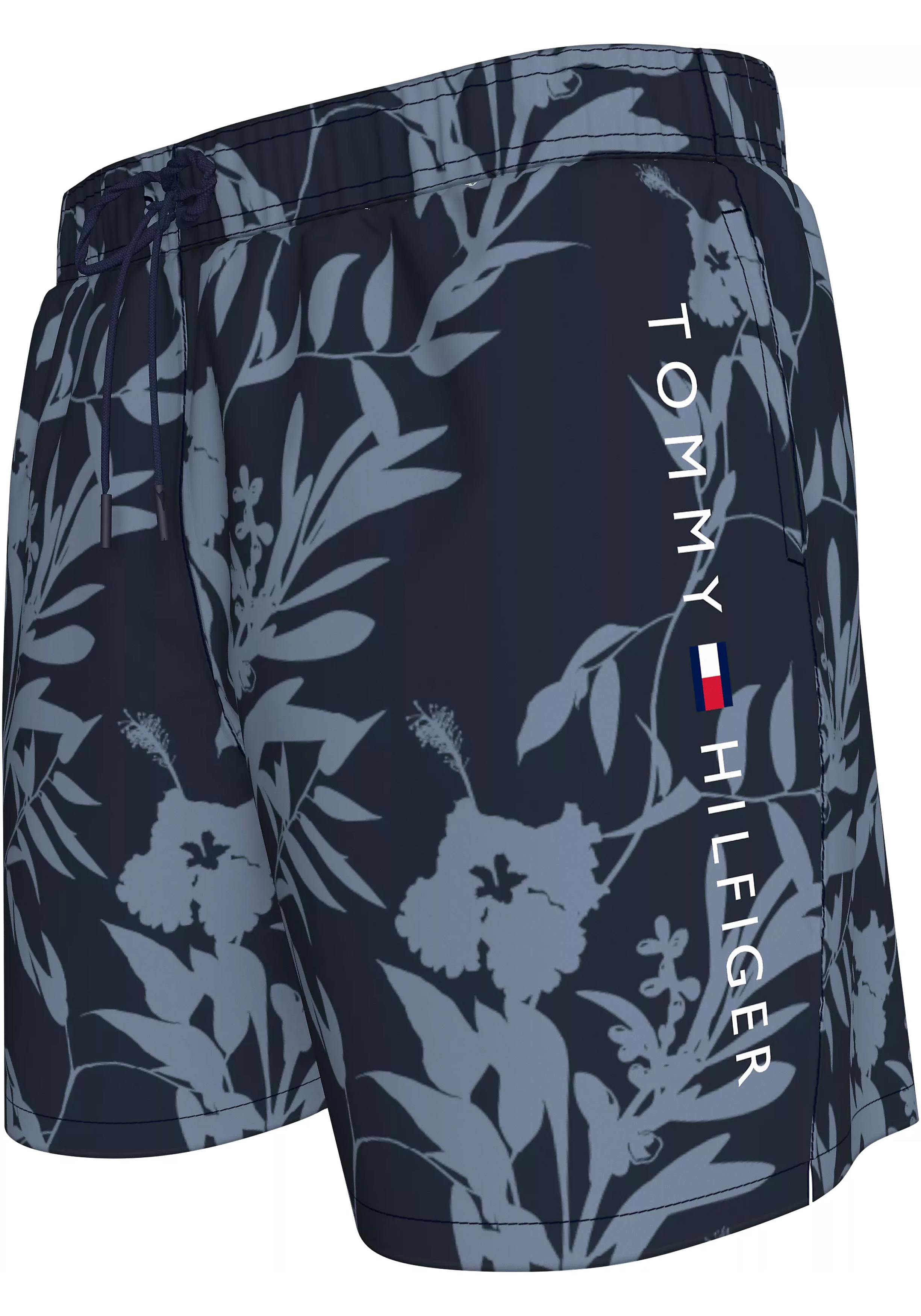 Tommy Hilfiger Medium Drawstring swimshort, heren zwembroek, donkerblauw met lichtblauwe bloemen print