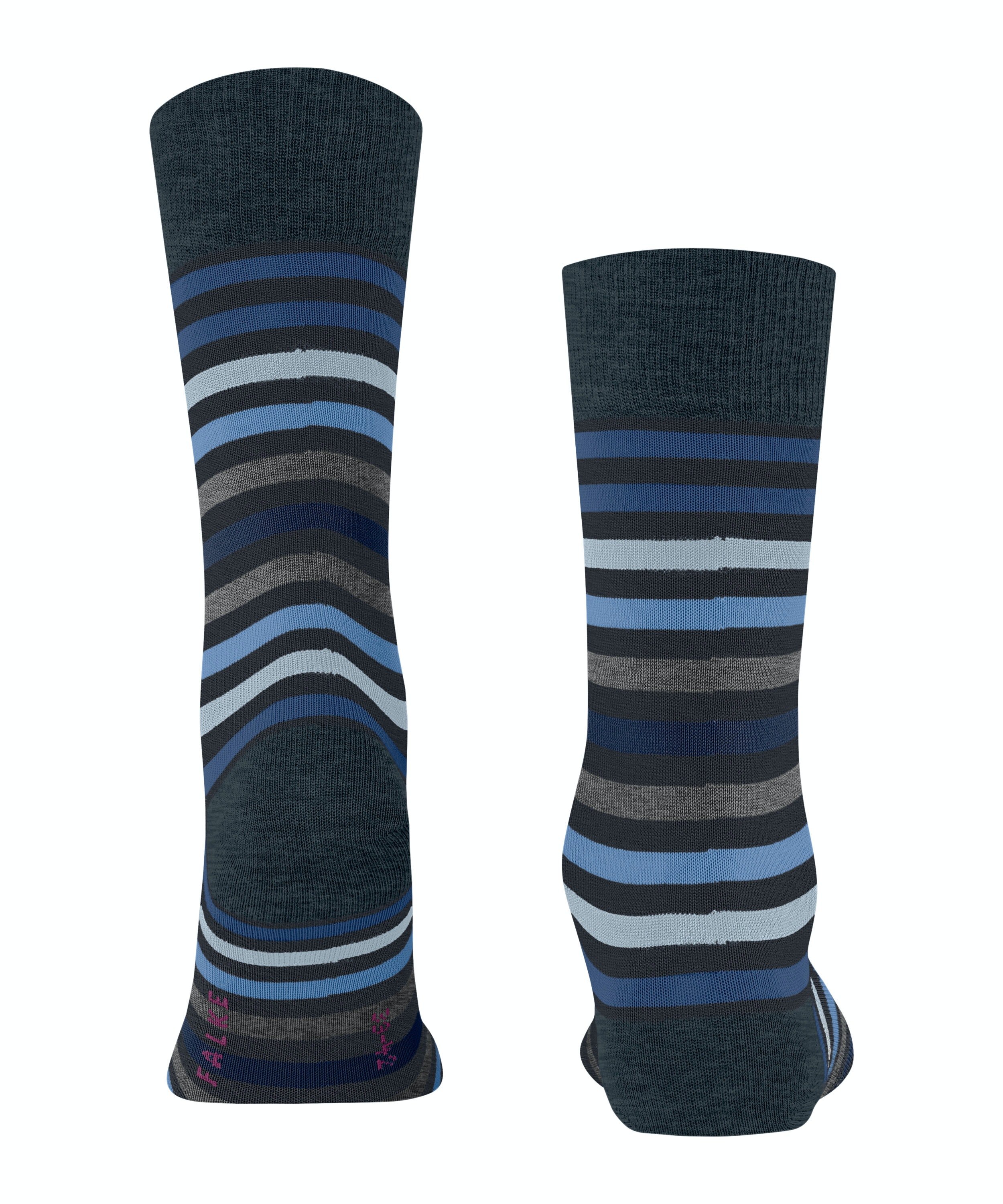 FALKE Tinted Stripe herensokken, donkerblauw (dark navy)