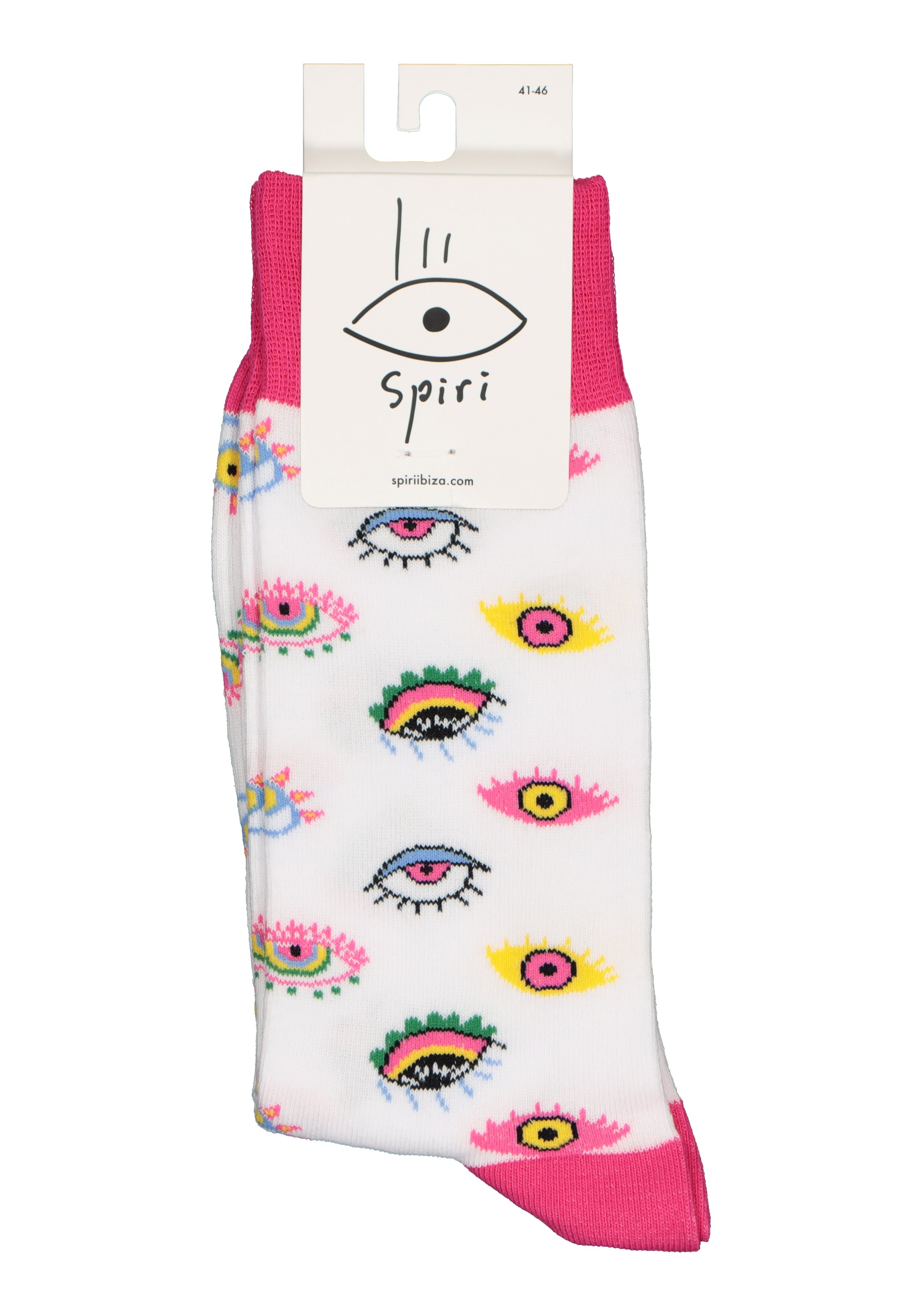 Spiri Socks Lollipop, unisex sokken, wit met roze