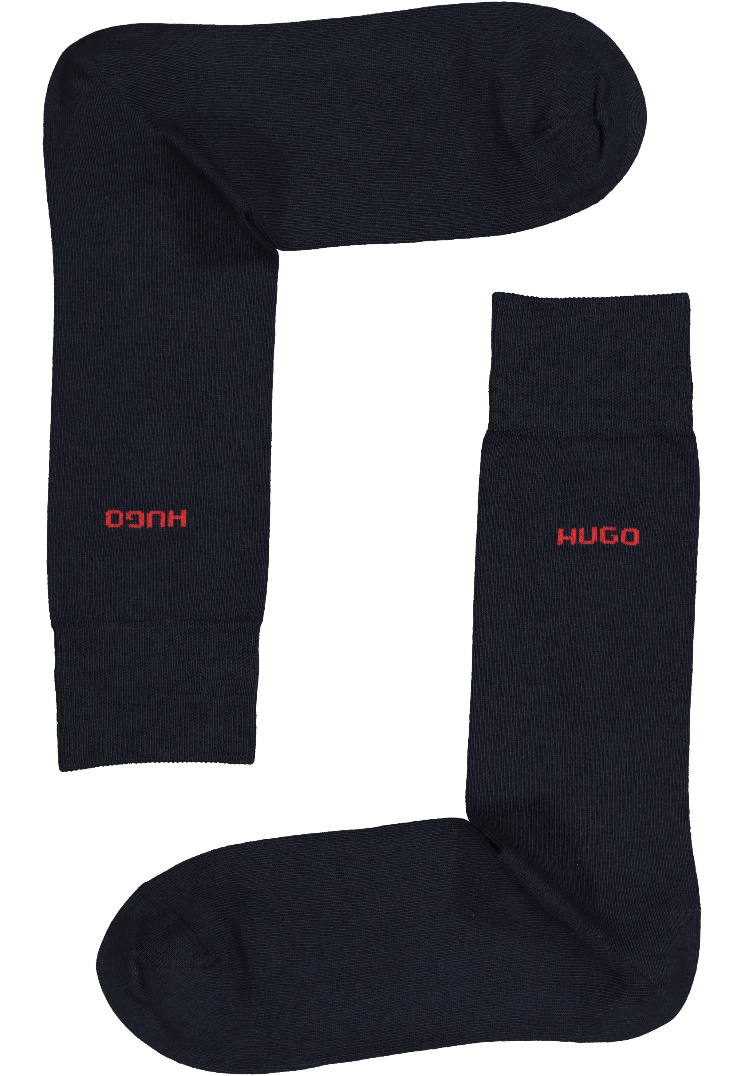 HUGO logo sokken (2-pack), herensokken katoen, donkerblauw