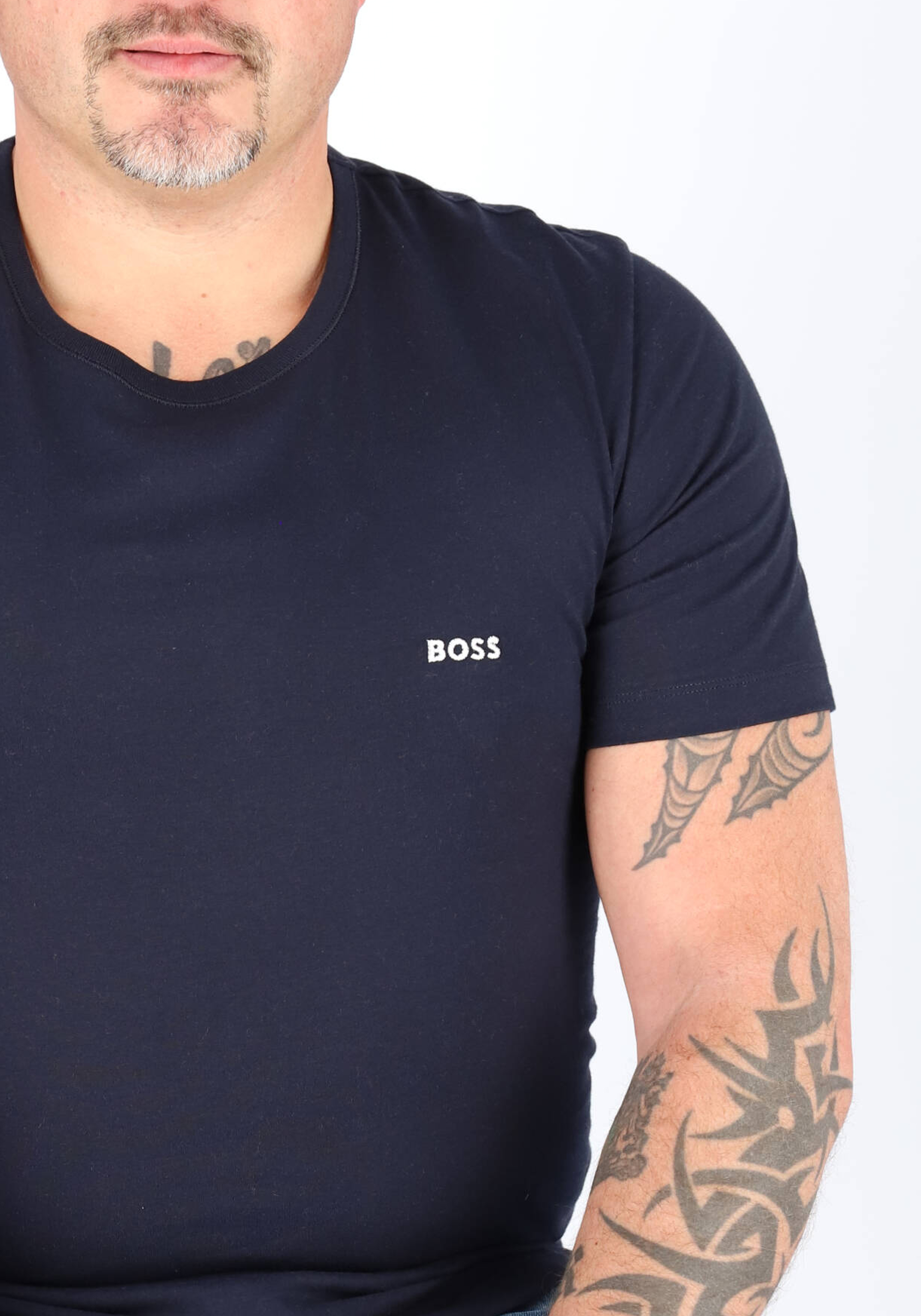 HUGO BOSS Classic T-shirts regular fit (3-pack), heren T-shirts O-hals, grijs, wit, navy