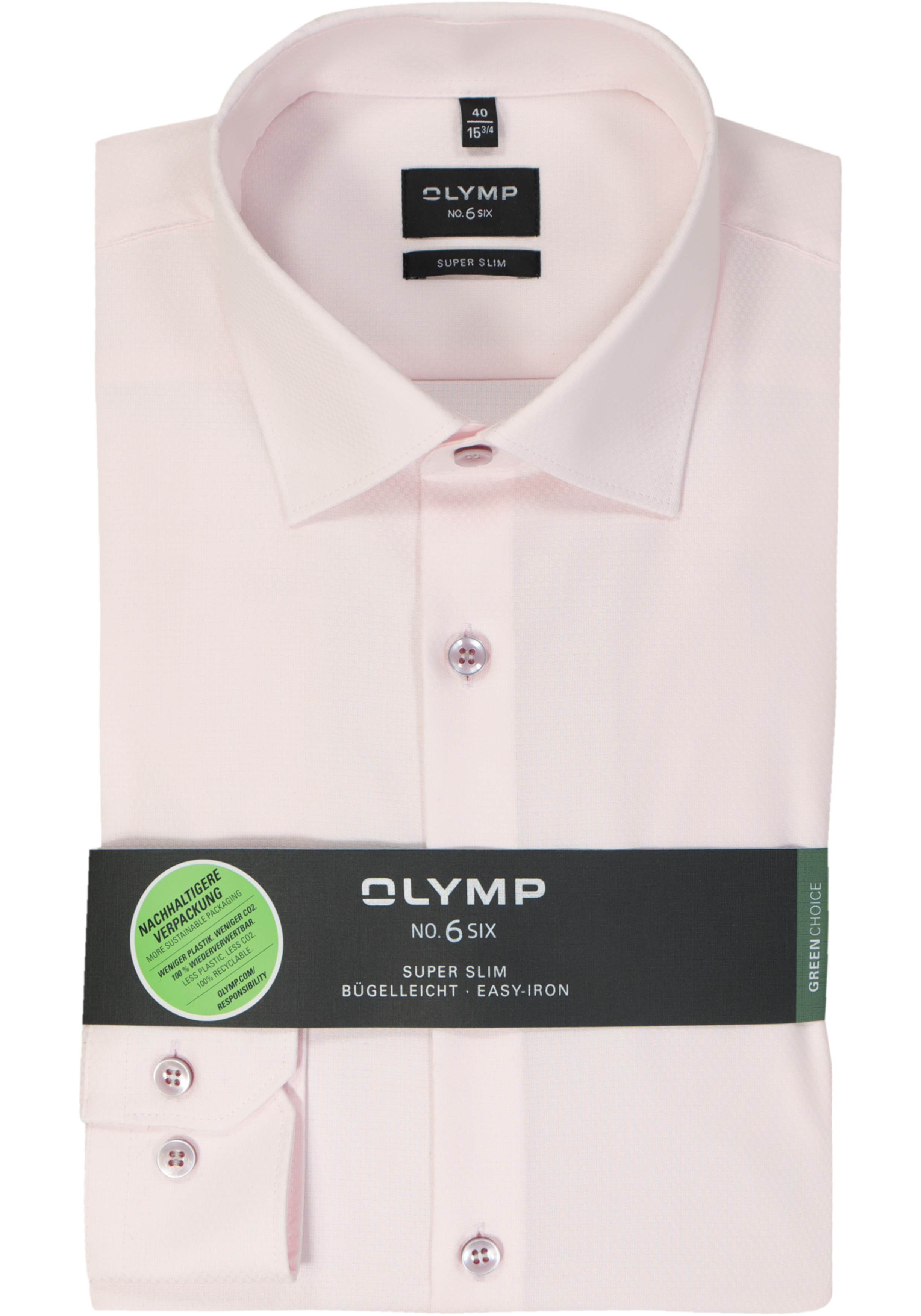 OLYMP No. 6 Six super slim fit overhemd, structuur, roze