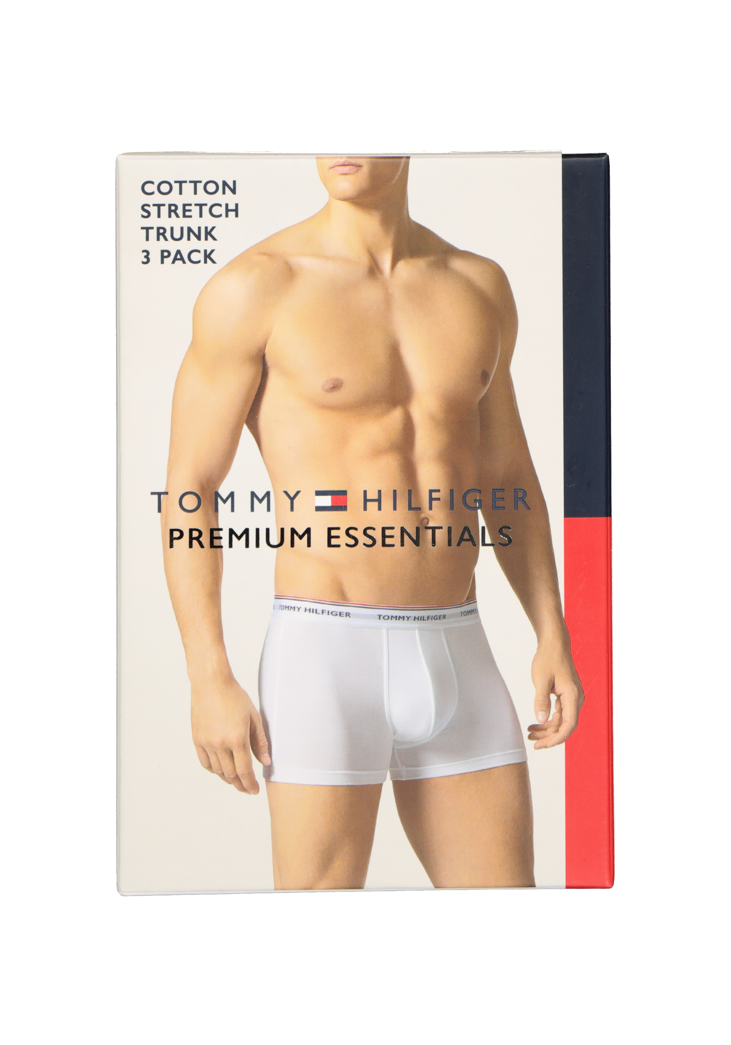 Tommy Hilfiger trunks (3-pack), heren boxers normale lengte, blauw met verschillende kleuren band