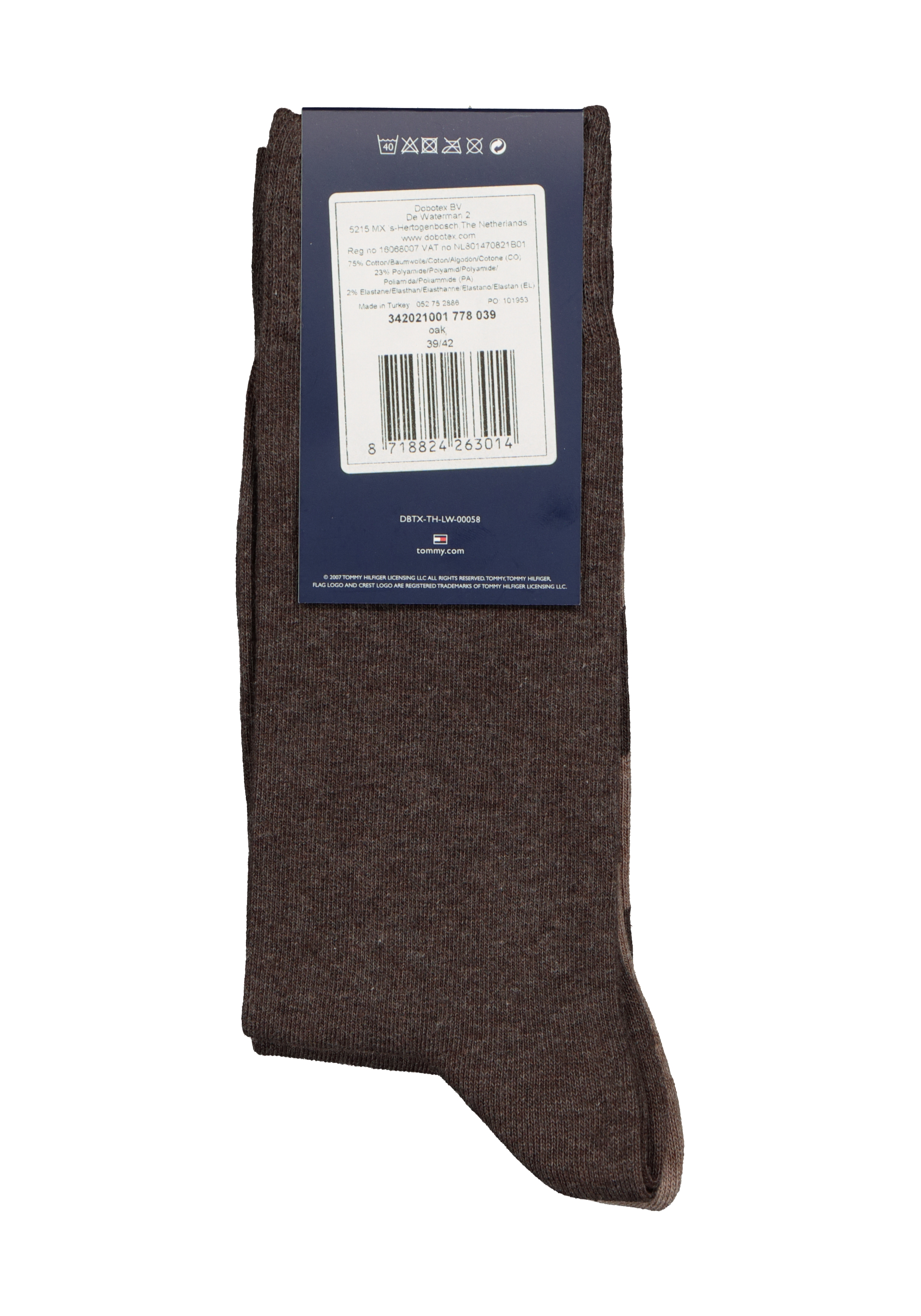 Tommy Hilfiger Rugby Stripe Socks (2-pack), herensokken katoen gestreept en uni, bruin