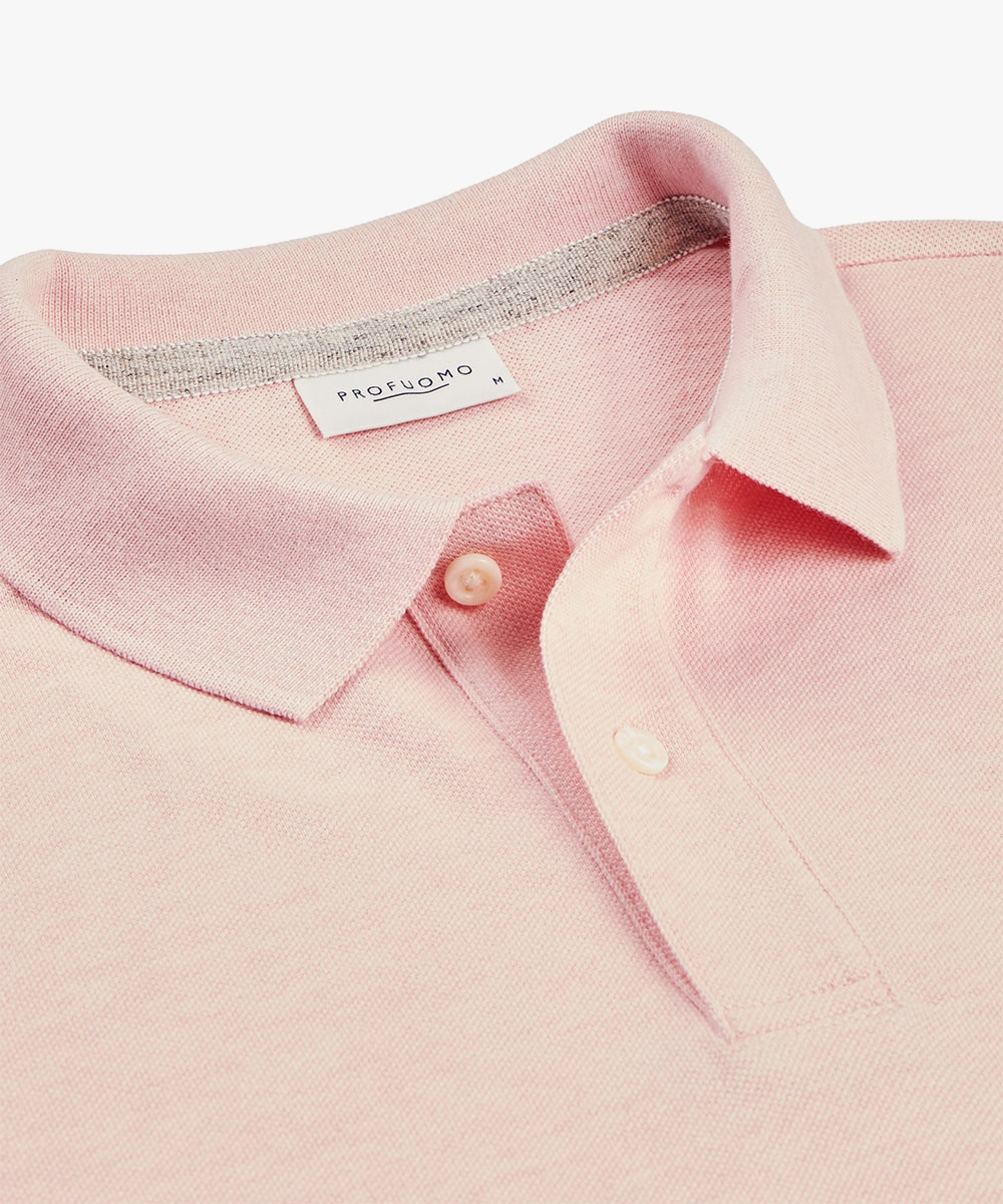 Profuomo slim fit heren polo, roze