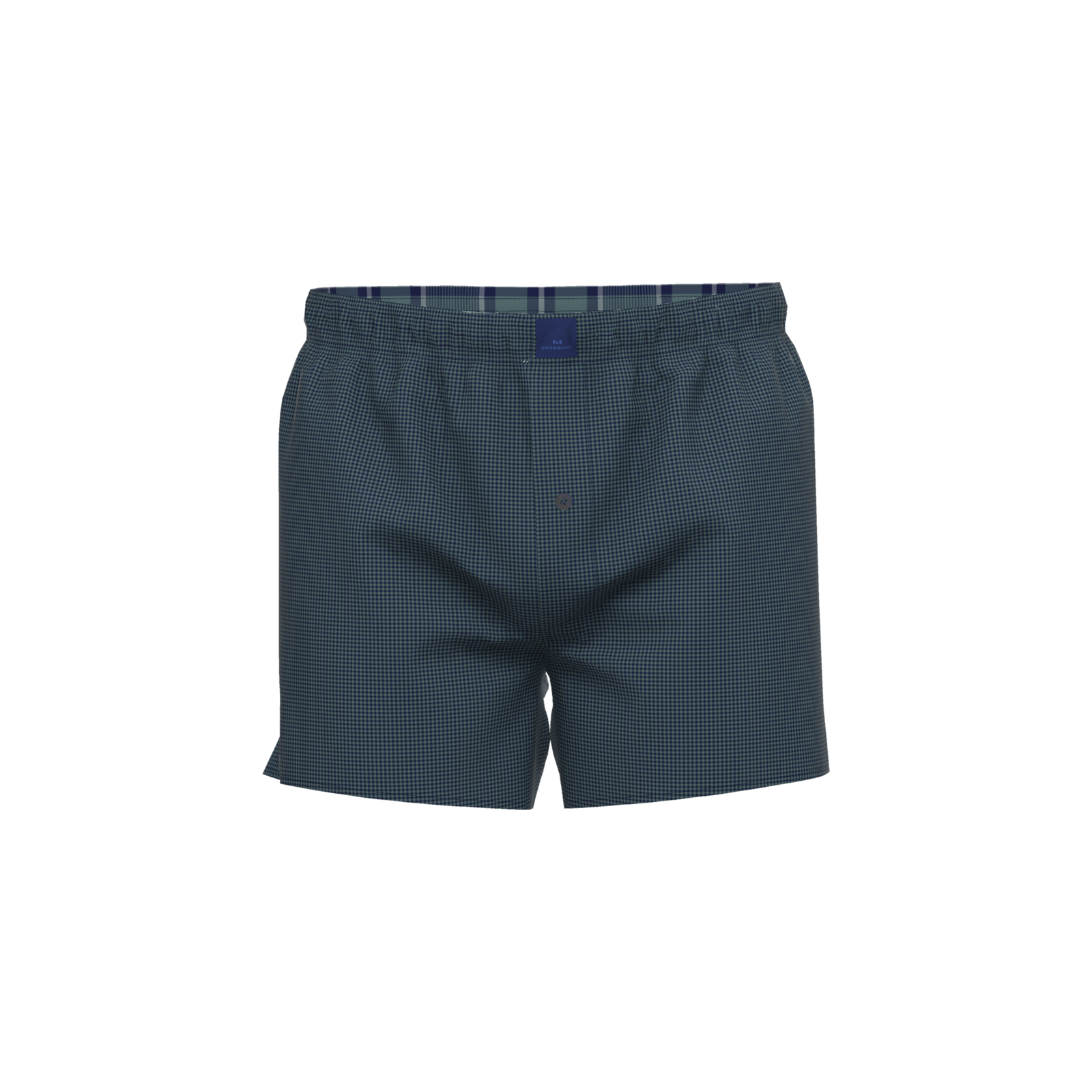 Gotzburg heren boxershorts geweven wijd model met gulp (1-pack), middengroen geruit