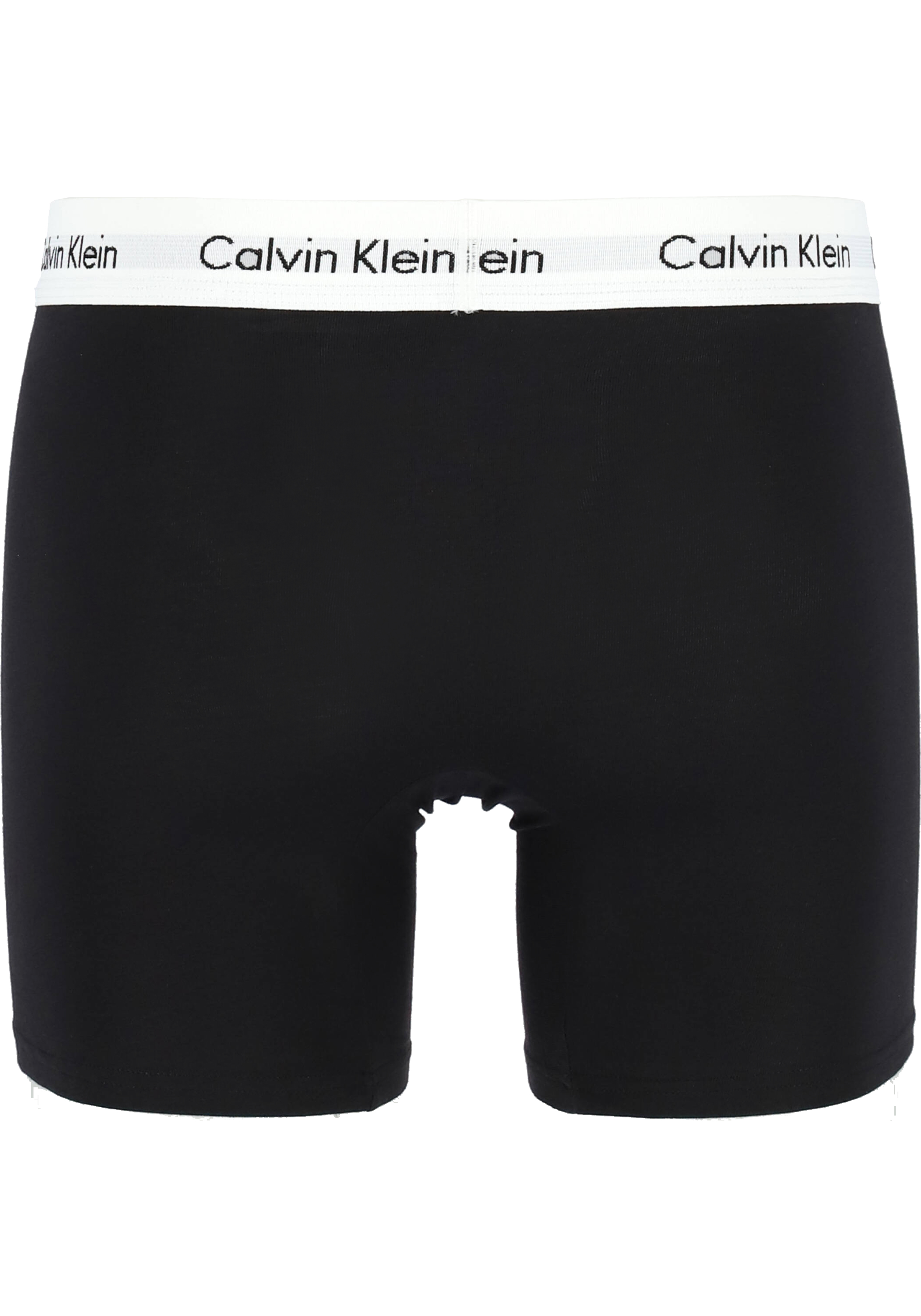 Calvin Klein Cotton Stretch boxer brief (3-pack), heren boxers extra lang, zwart met witte tailleband  