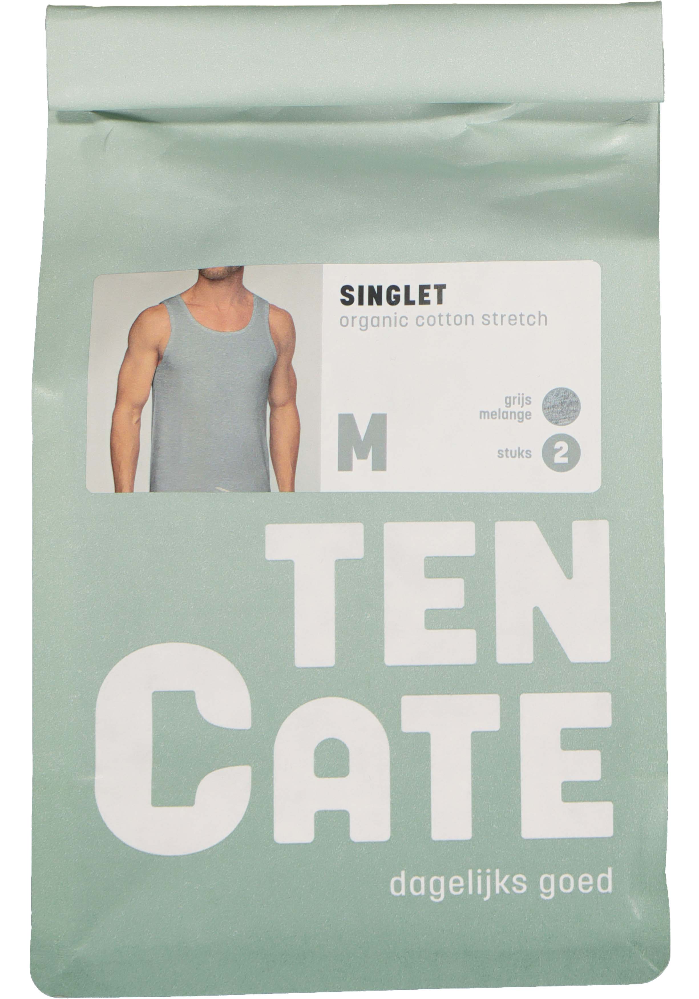 TEN CATE Basics men singlet (2-pack), heren hemden O-hals, grijs melange