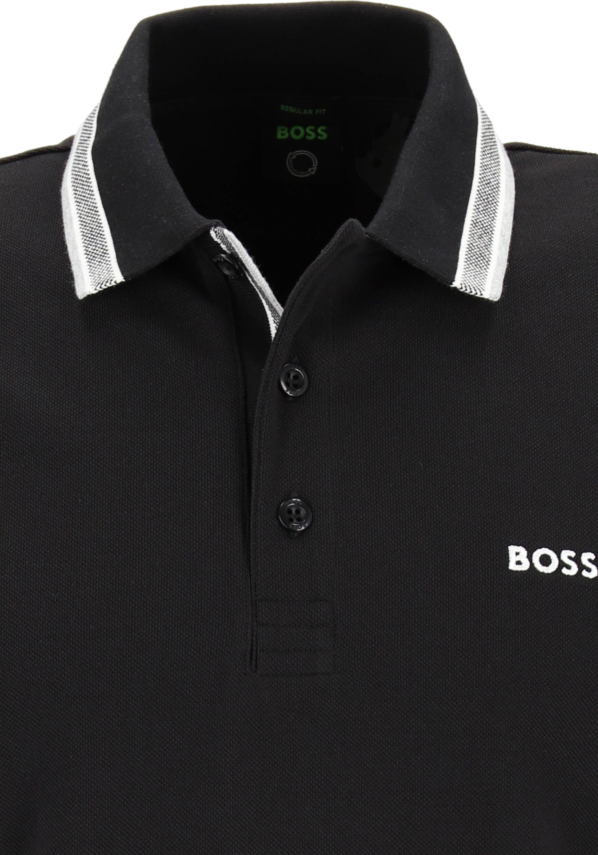 HUGO BOSS Paddy regular fit polo, heren polo korte mouw, zwart (contrast)