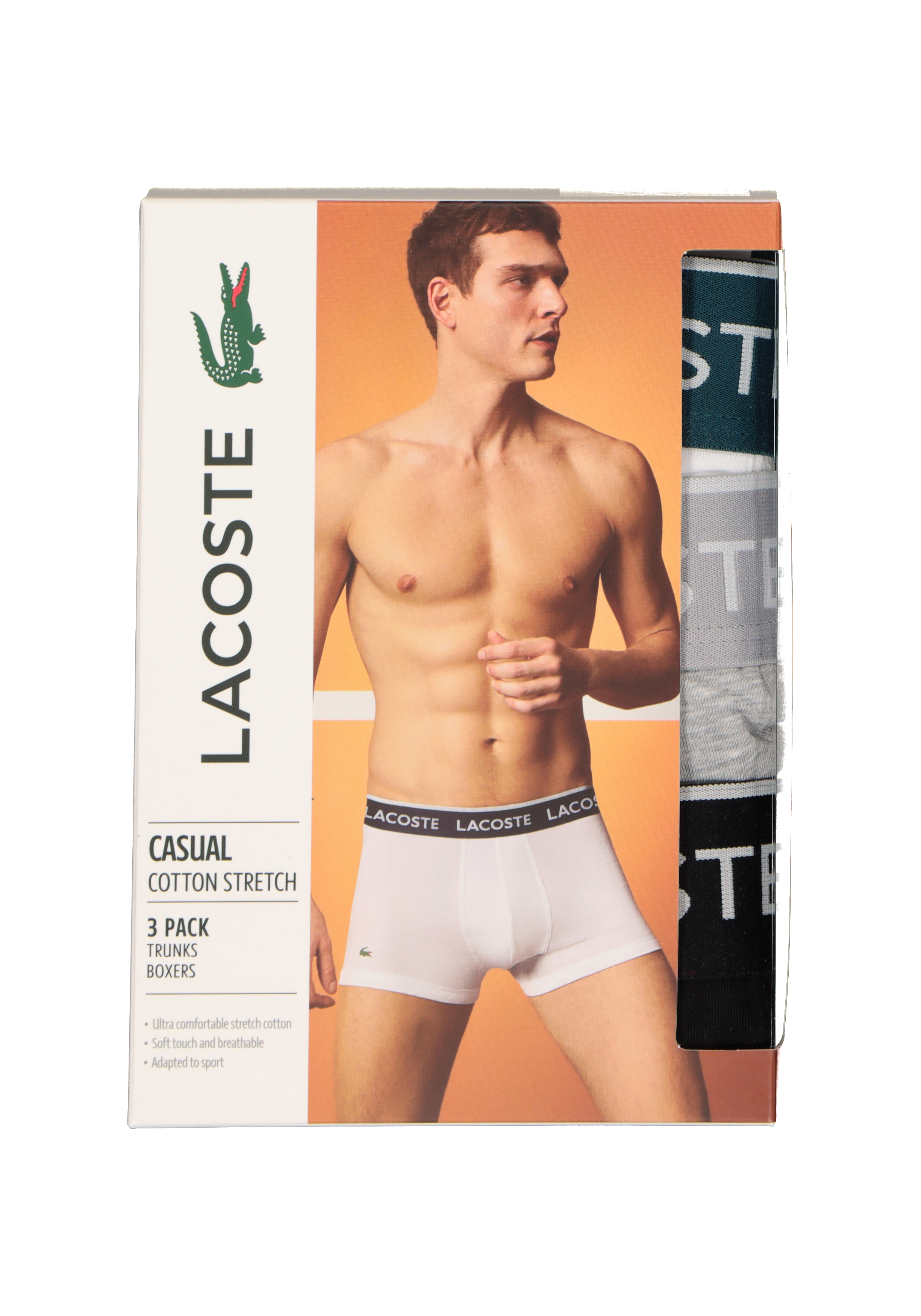 Lacoste Boxer Trunks (3-pack), heren boxers kort, zwart, wit en grijs