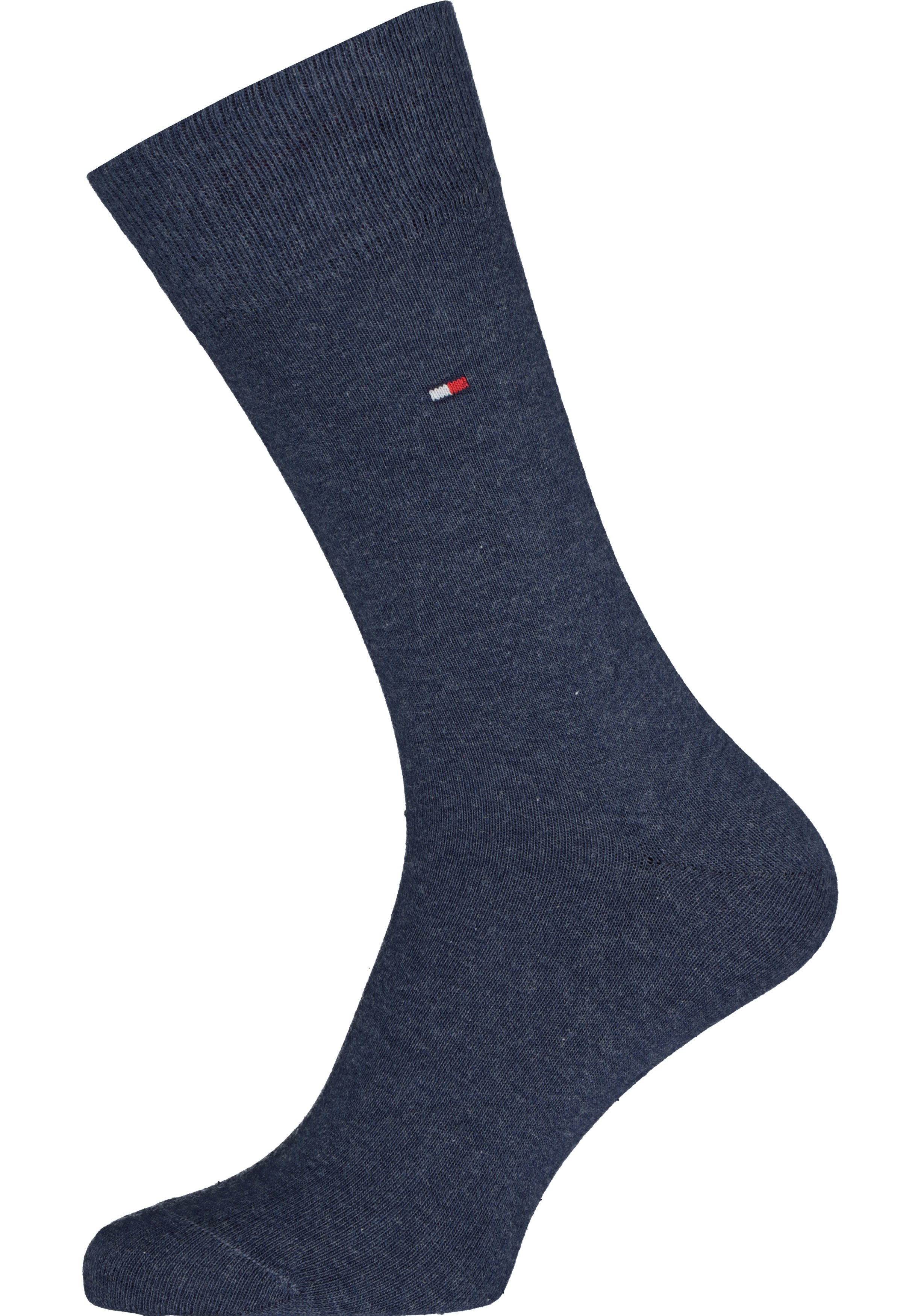 Tommy Hilfiger Check Socks (2-pack), herensokken katoen, geruit en uni, beige met jeansblauw