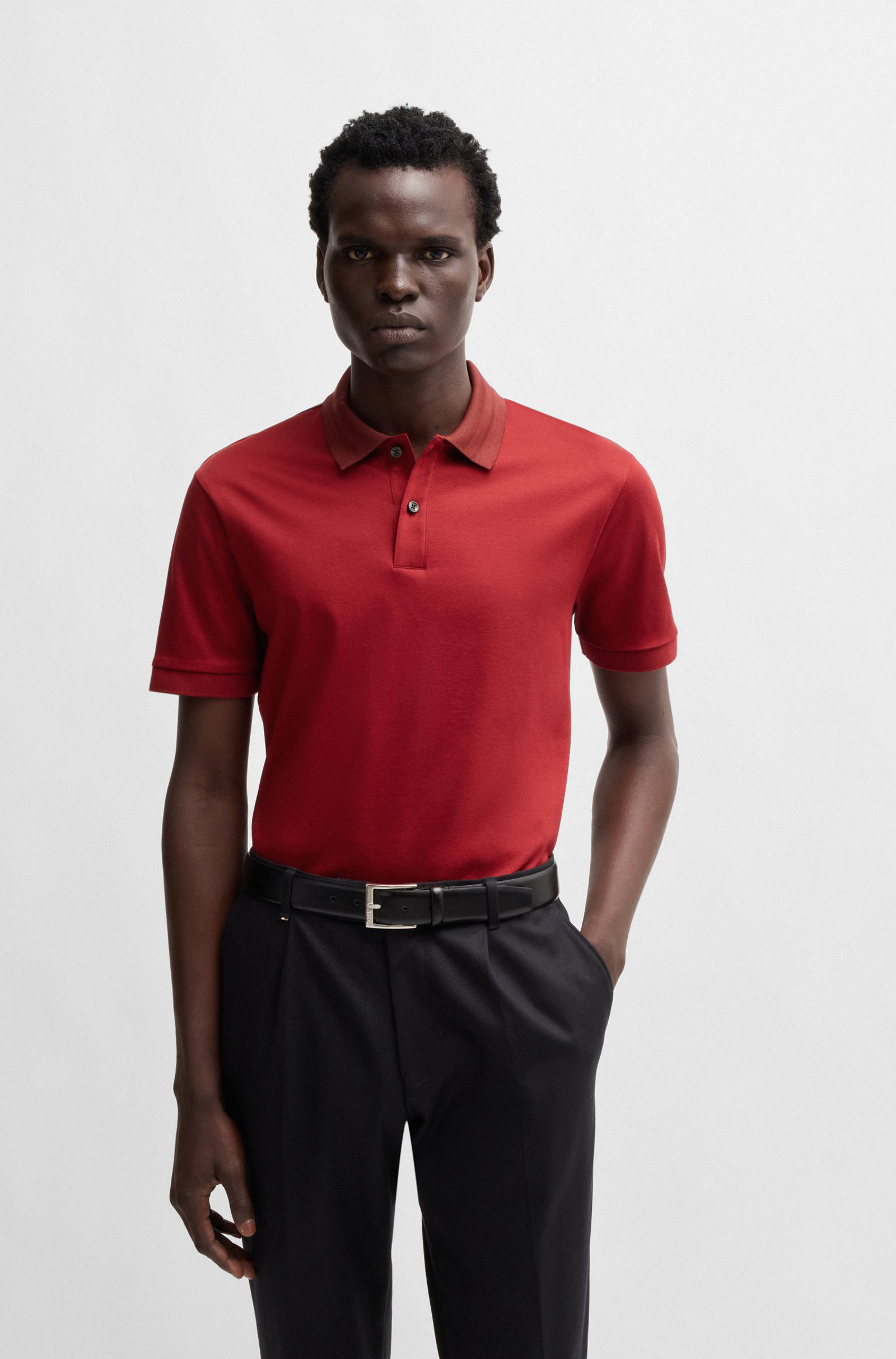 BOSS Phillipson slim fit heren polo, pique, rood