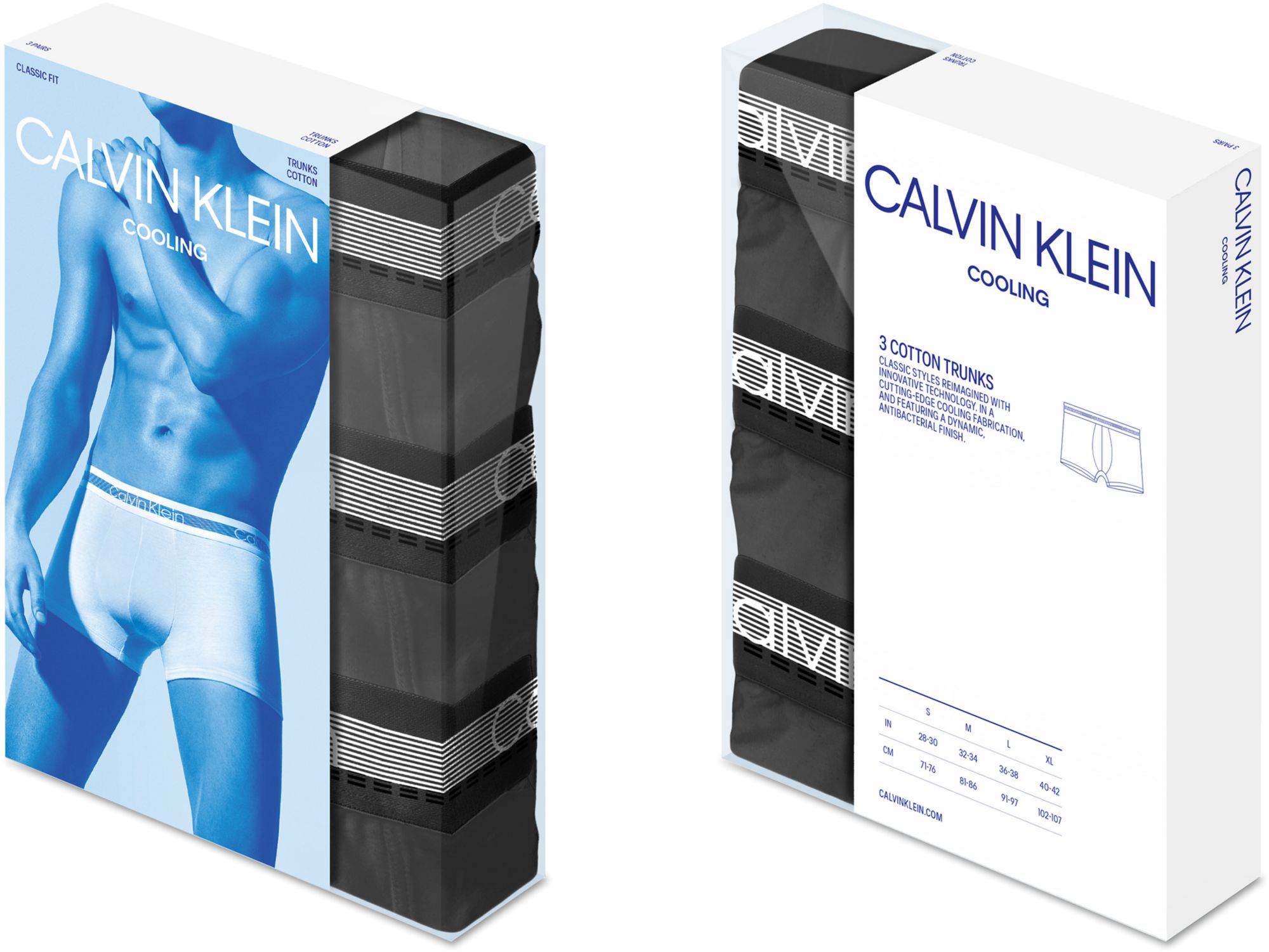 Calvin Klein Trunk (3-pack), heren boxers normale lengte, zwart, grijs, wit