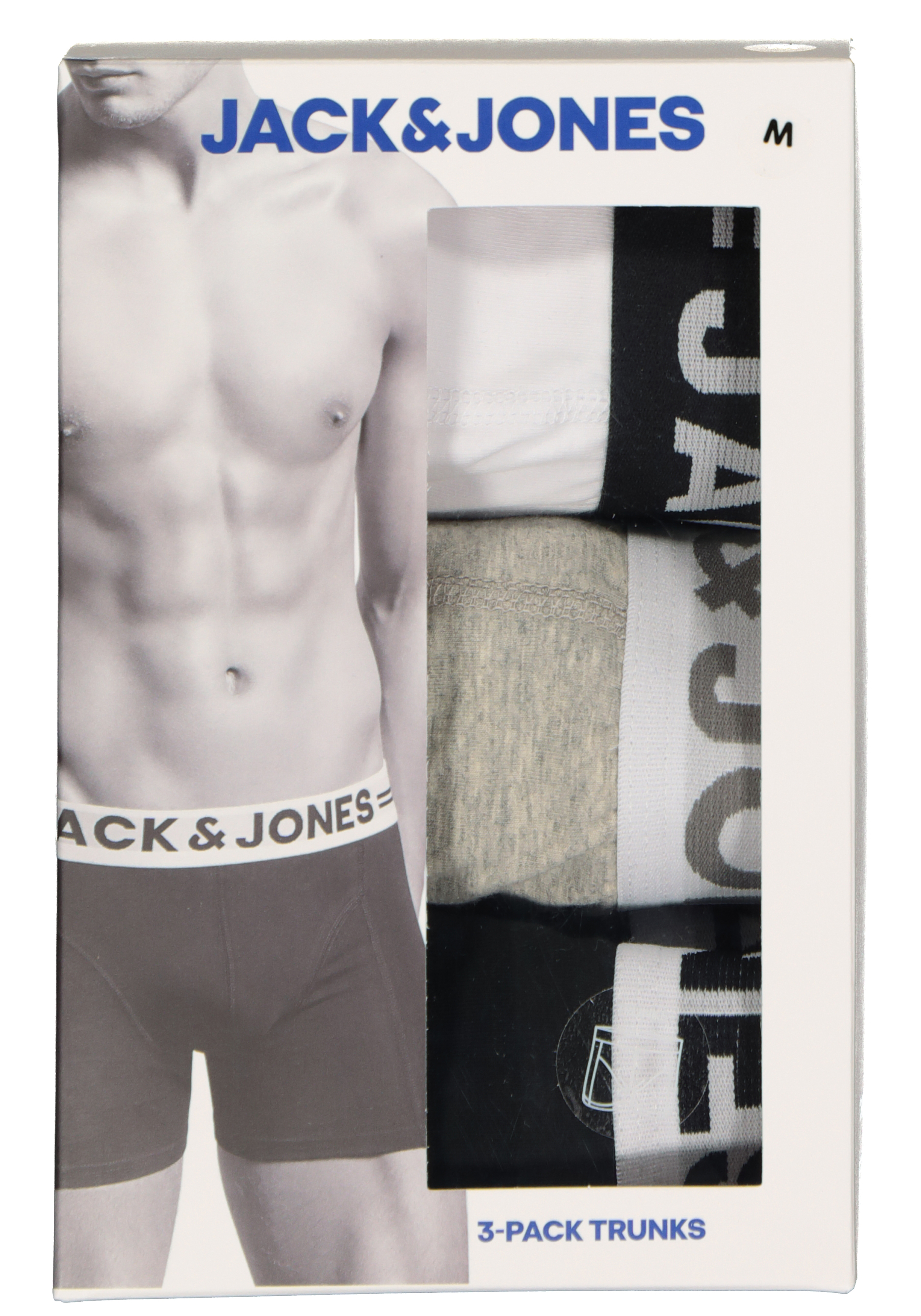 Jack & Jones heren boxers Sense trunks (3-pack), zwart - wit - grijs