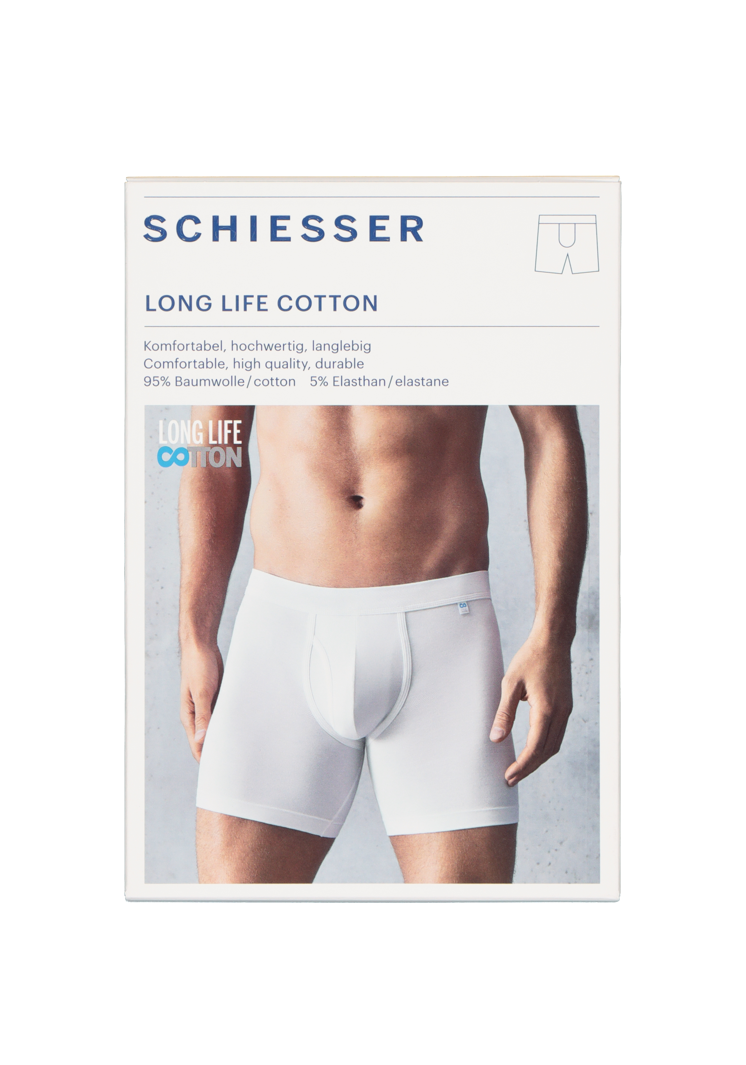 SCHIESSER Long Life Cotton shorts (1-pack), lang met gulp, zwart