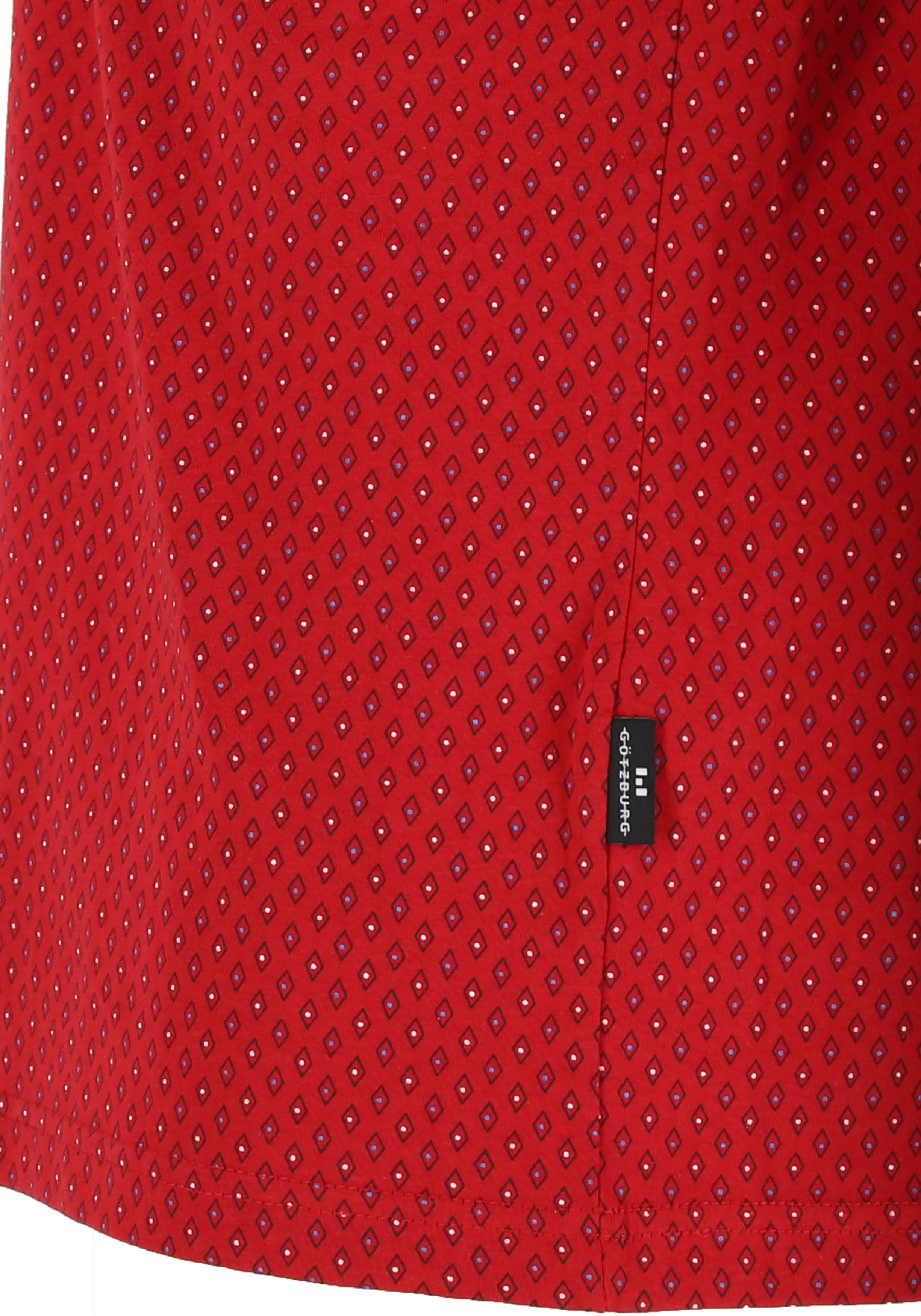 Gotzburg heren shortama, V-hals, rood met blauw en wit dessin