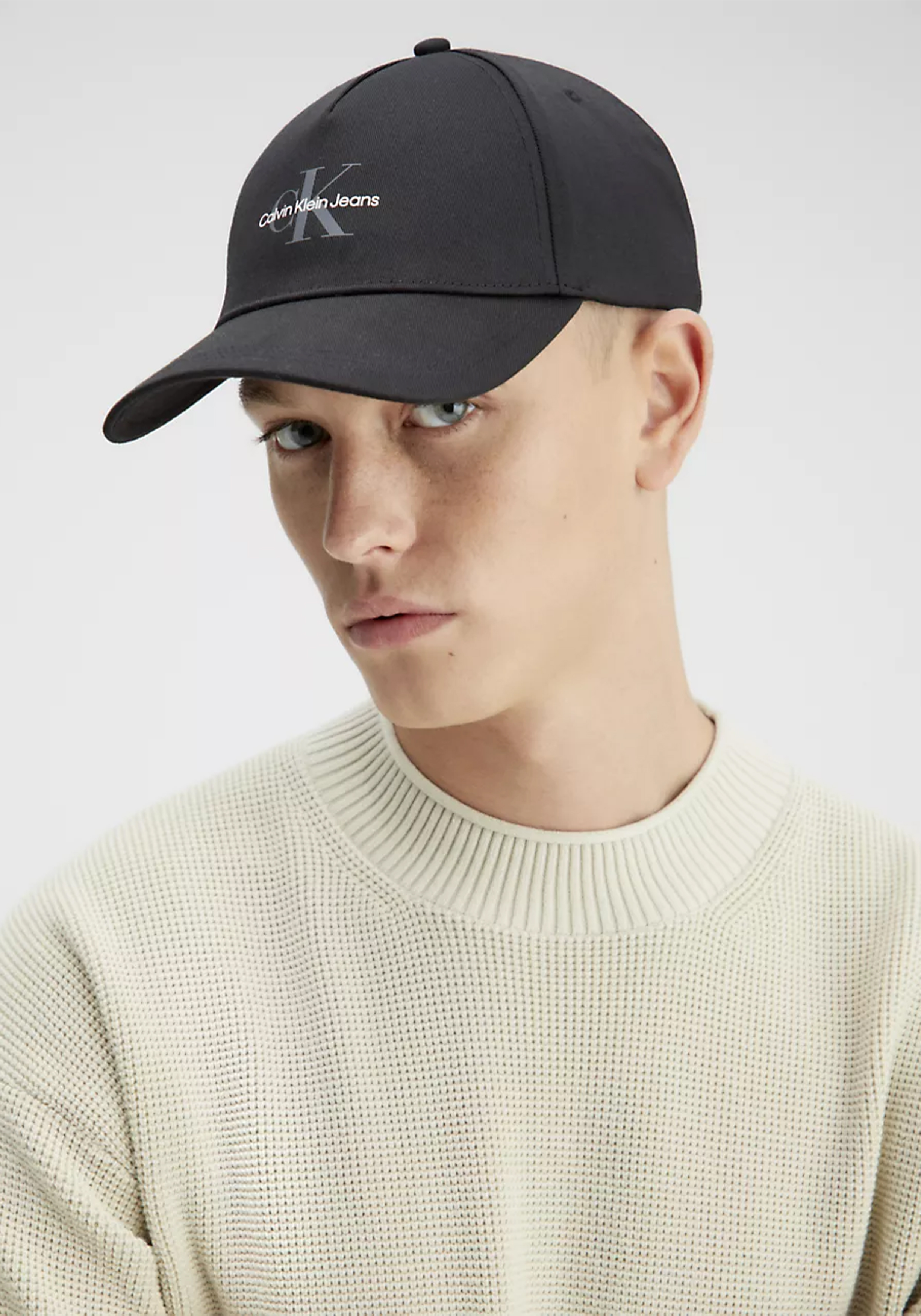 Calvin Klein pet, monologo print cap, zwart