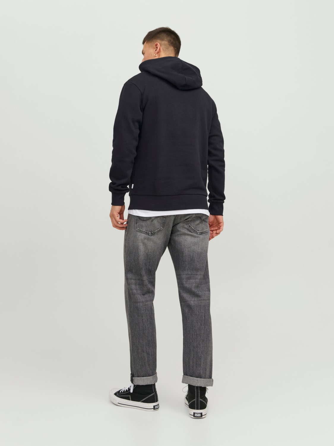 JACK & JONES Corp logo sweat hood play regular fit, heren hoodie katoenmengsel met capuchon, zwart