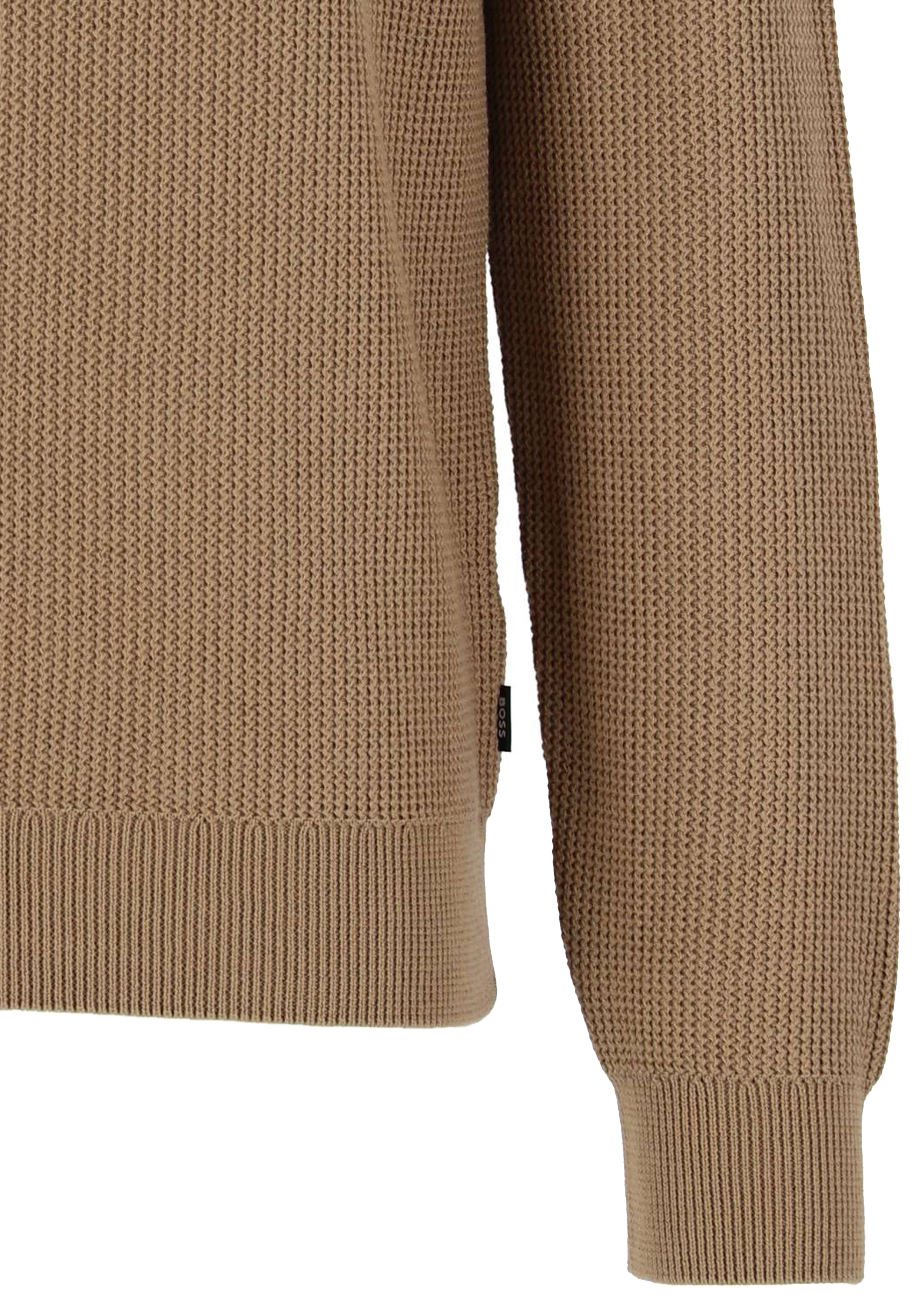 BOSS Derano regular fit trui wolmengsel, heren trui middeldik turtleneck, beige