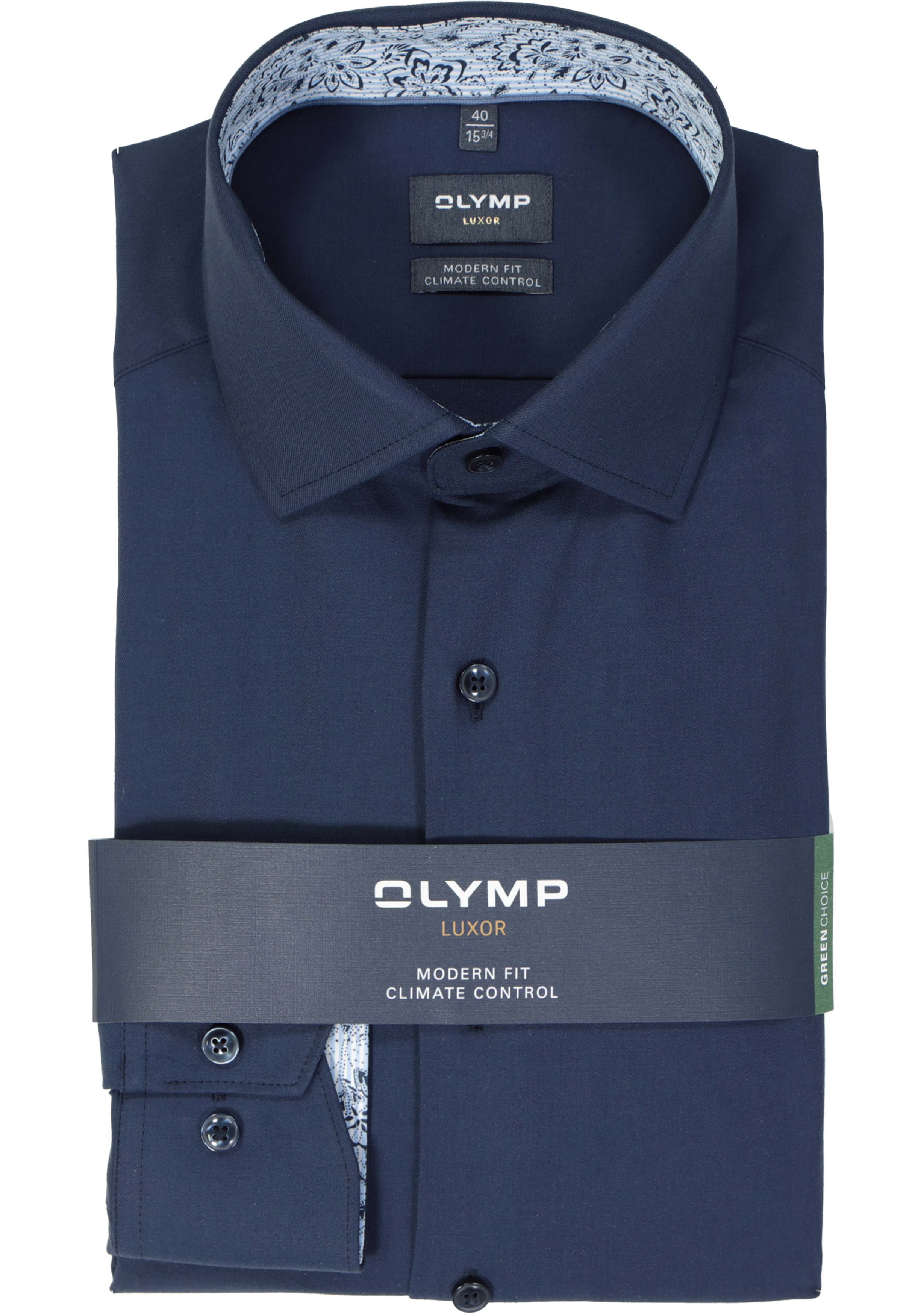 OLYMP 24/7 modern fit overhemd, twill, marine blauw