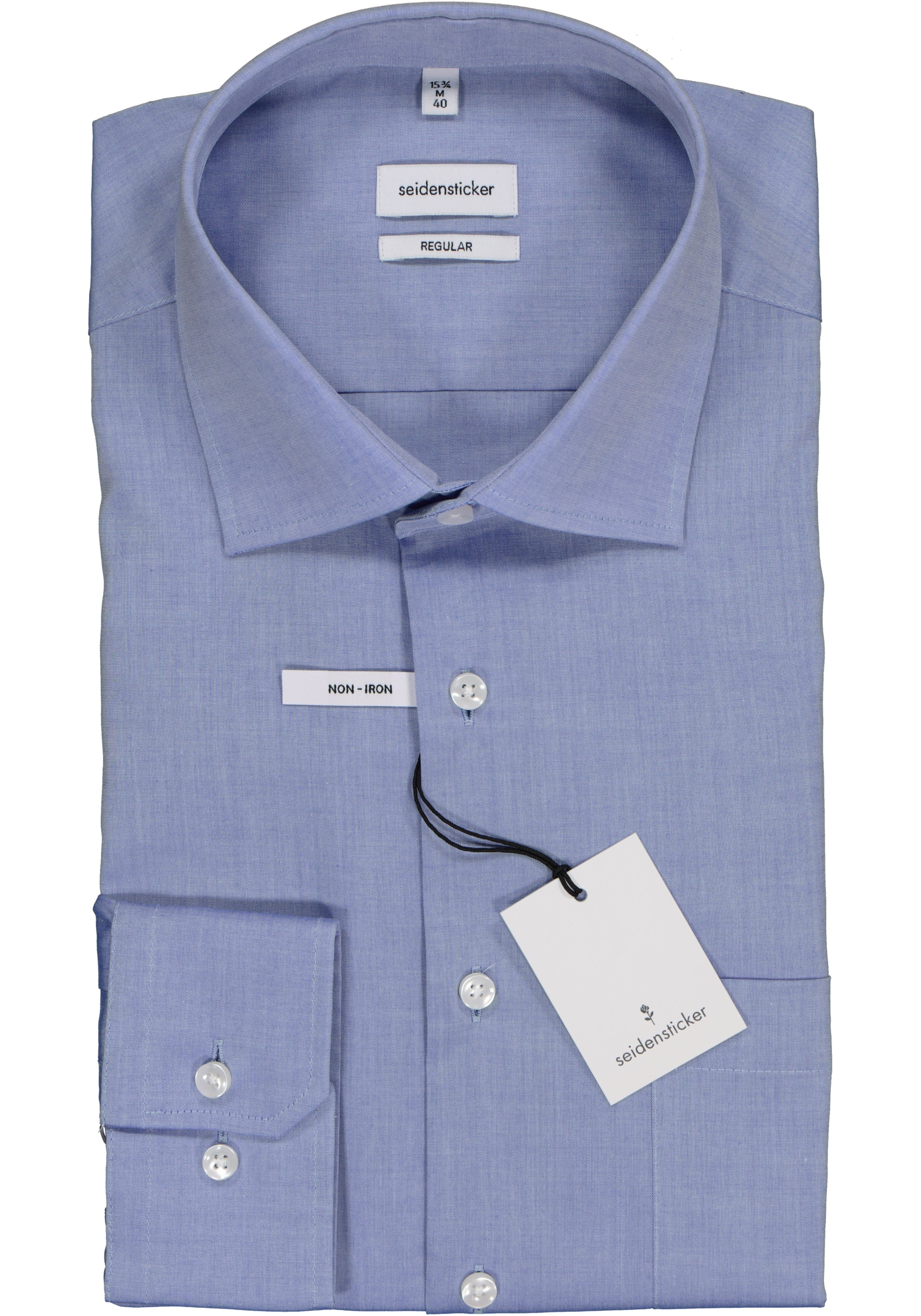 Seidensticker regular fit overhemd, blauw chambray