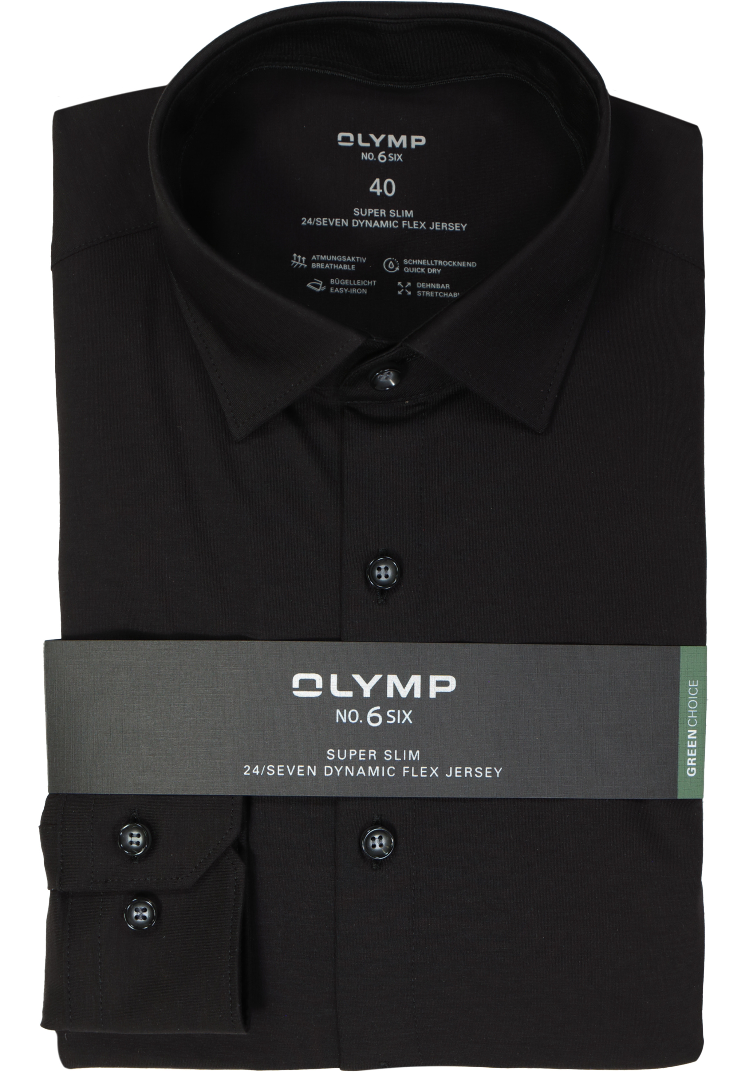 OLYMP No. Six 24/Seven super slim fit overhemd, tricot, zwart