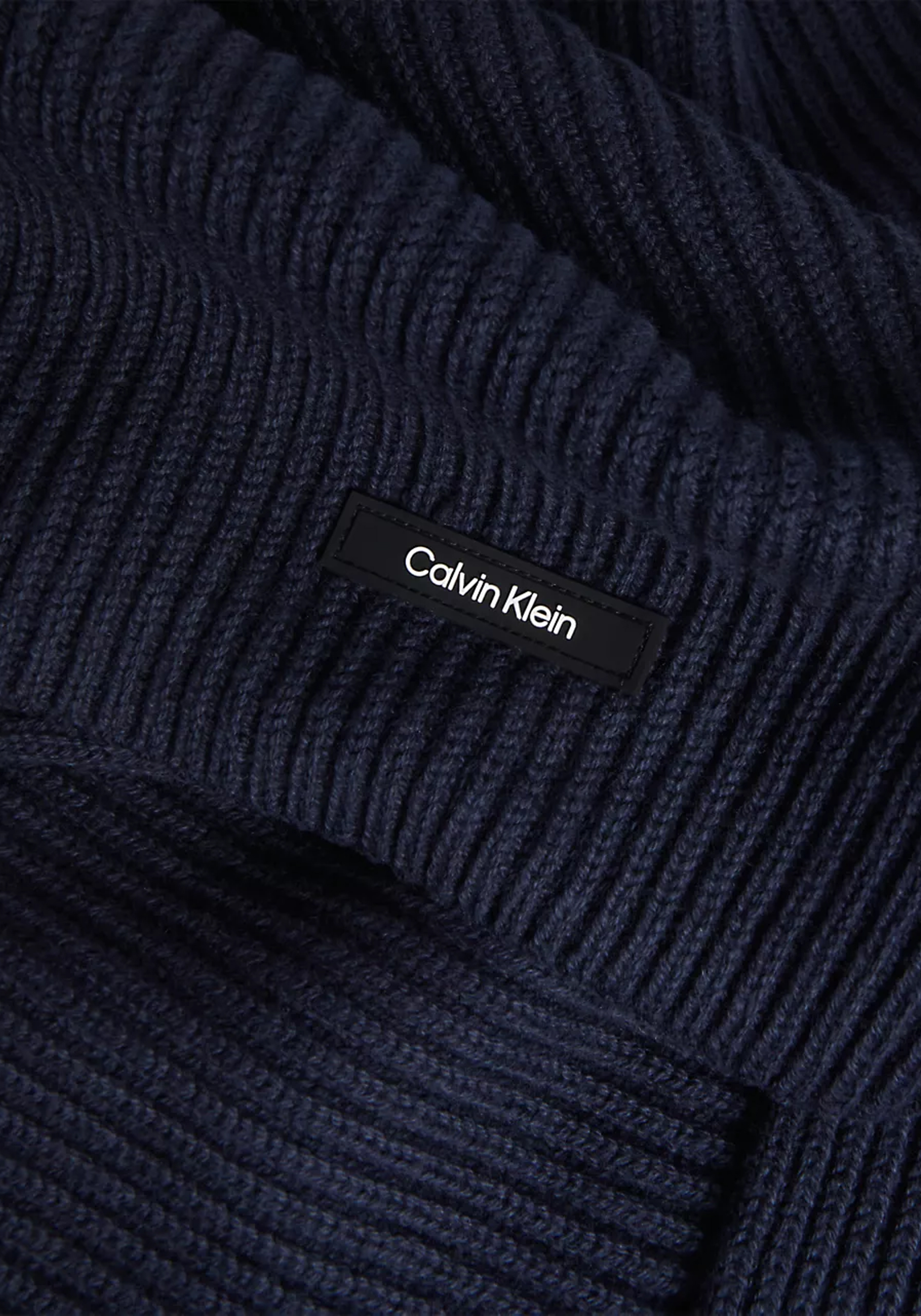 Calvin Klein sjaal, classic cotton rib scarf, donkerblauw