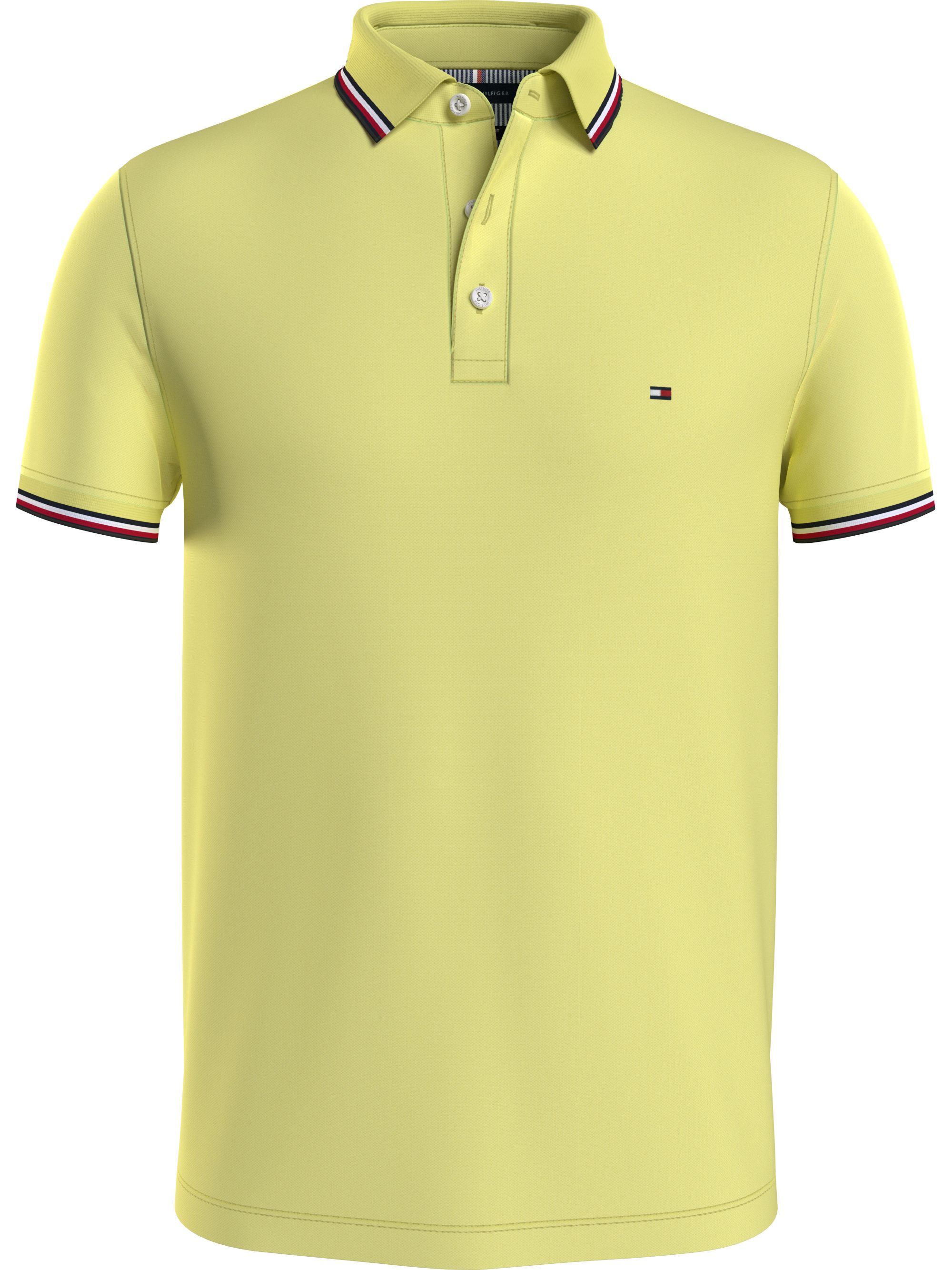 Tommy Hilfiger 1985 Rwb Tipped Slim Polo, heren poloshirt, lichgeel