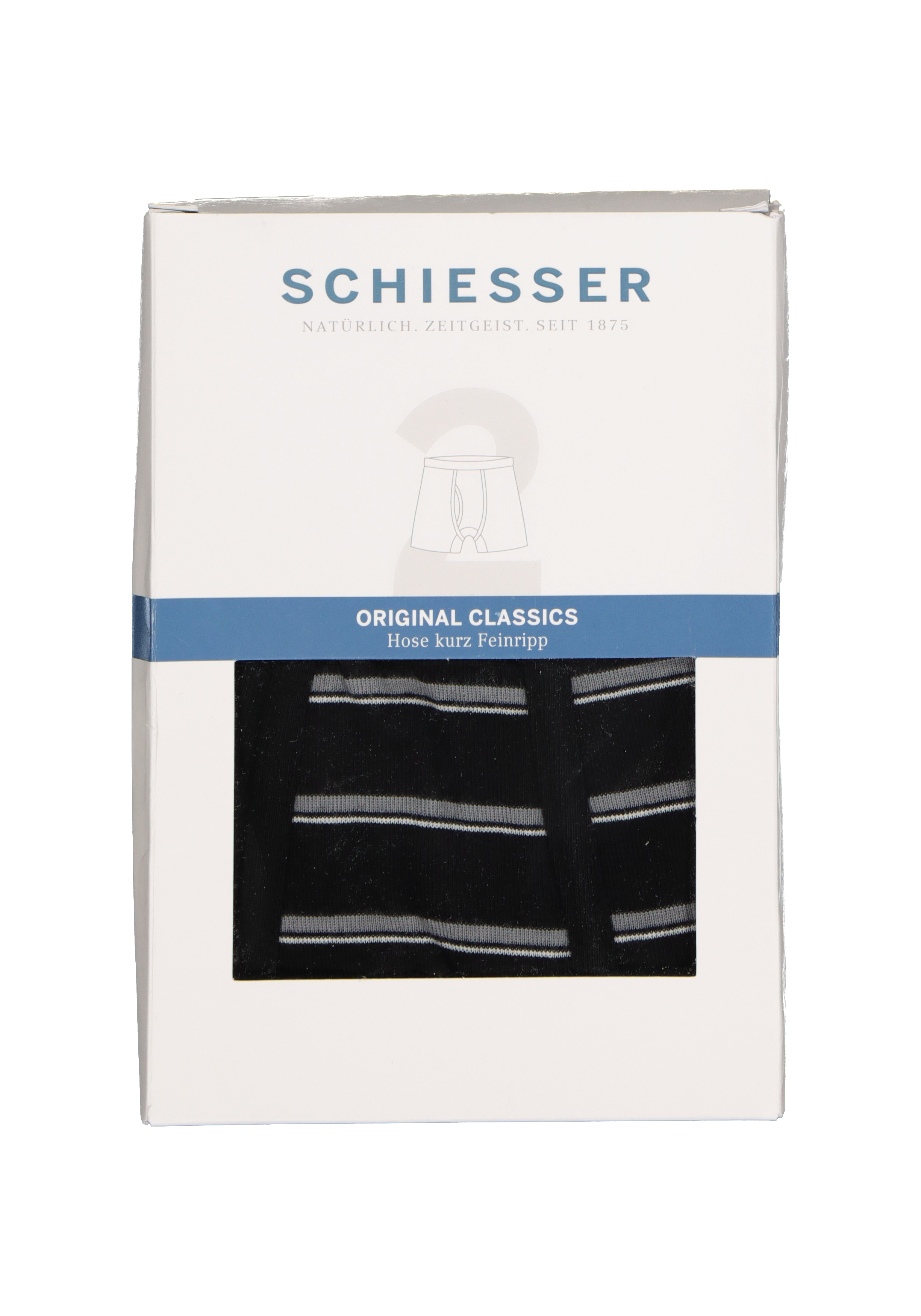 SCHIESSER Original Classics shorts (2-pack), Feinripp met gulp, zwart gestreept           