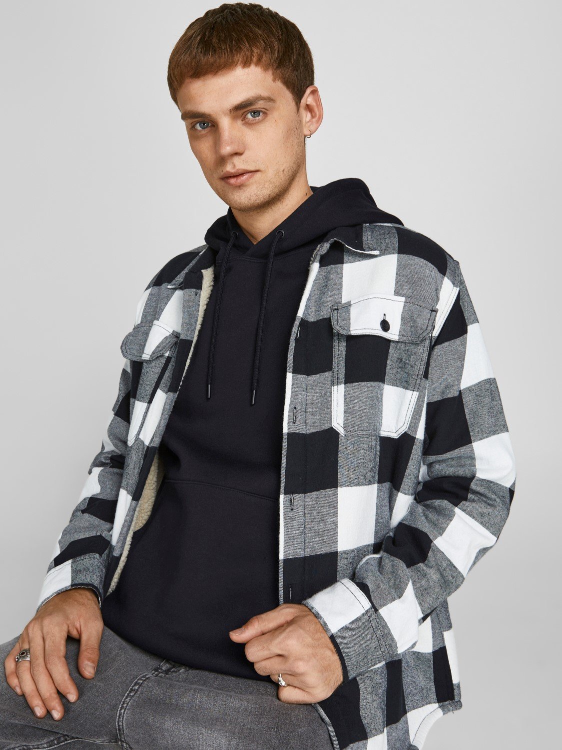 JACK & JONES Bradley sweat hood regular fit, heren hoodie katoenmengsel met capuchon, zwart