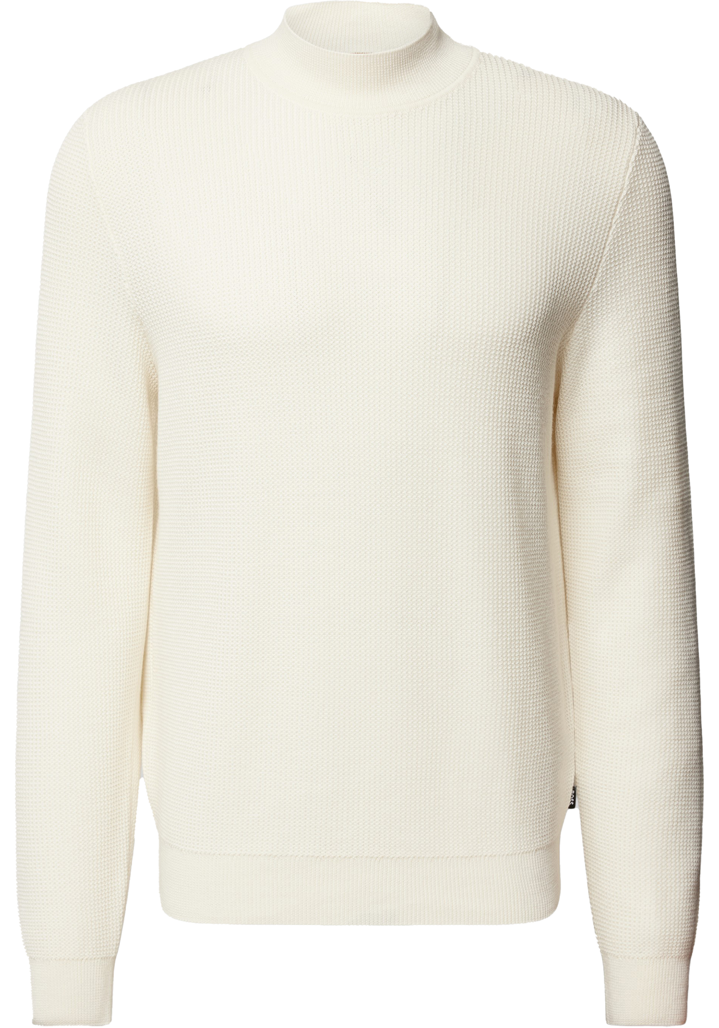 BOSS Derano regular fit trui wolmengsel, heren trui middeldik turtleneck, wit