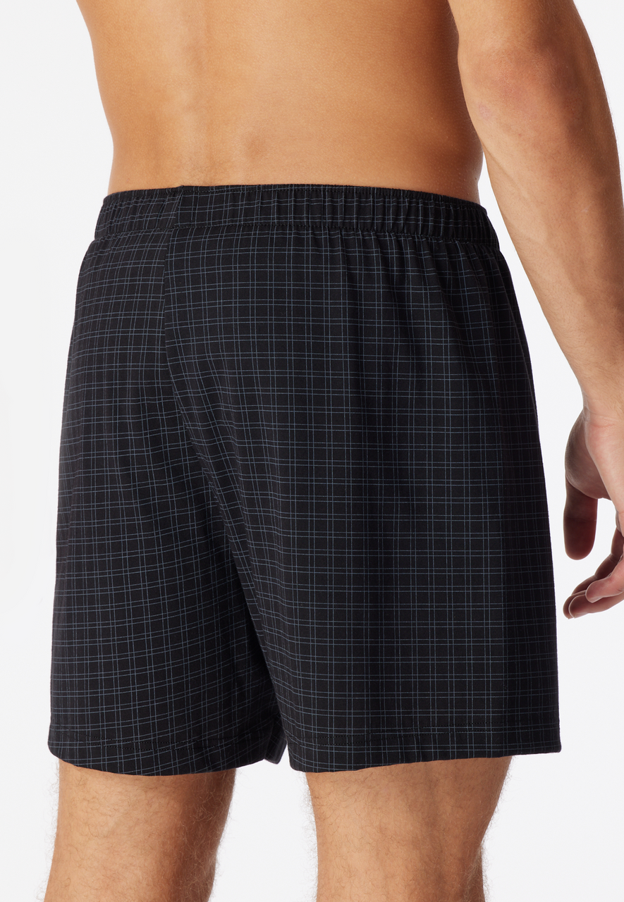 SCHIESSER Cotton Casuals boxer (1-pack), heren boxershorts jersey zwart geruit