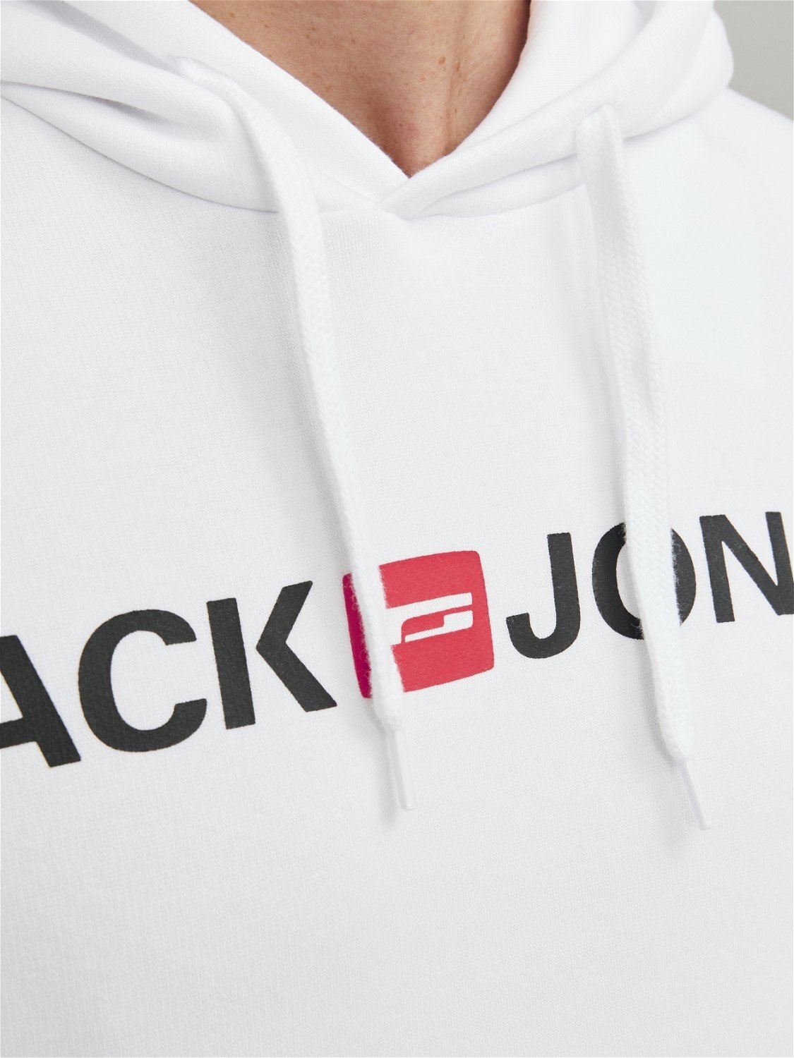 JACK & JONES Corp old logo sweat hood slim fit, heren hoodie katoenmengsel met capuchon, wit