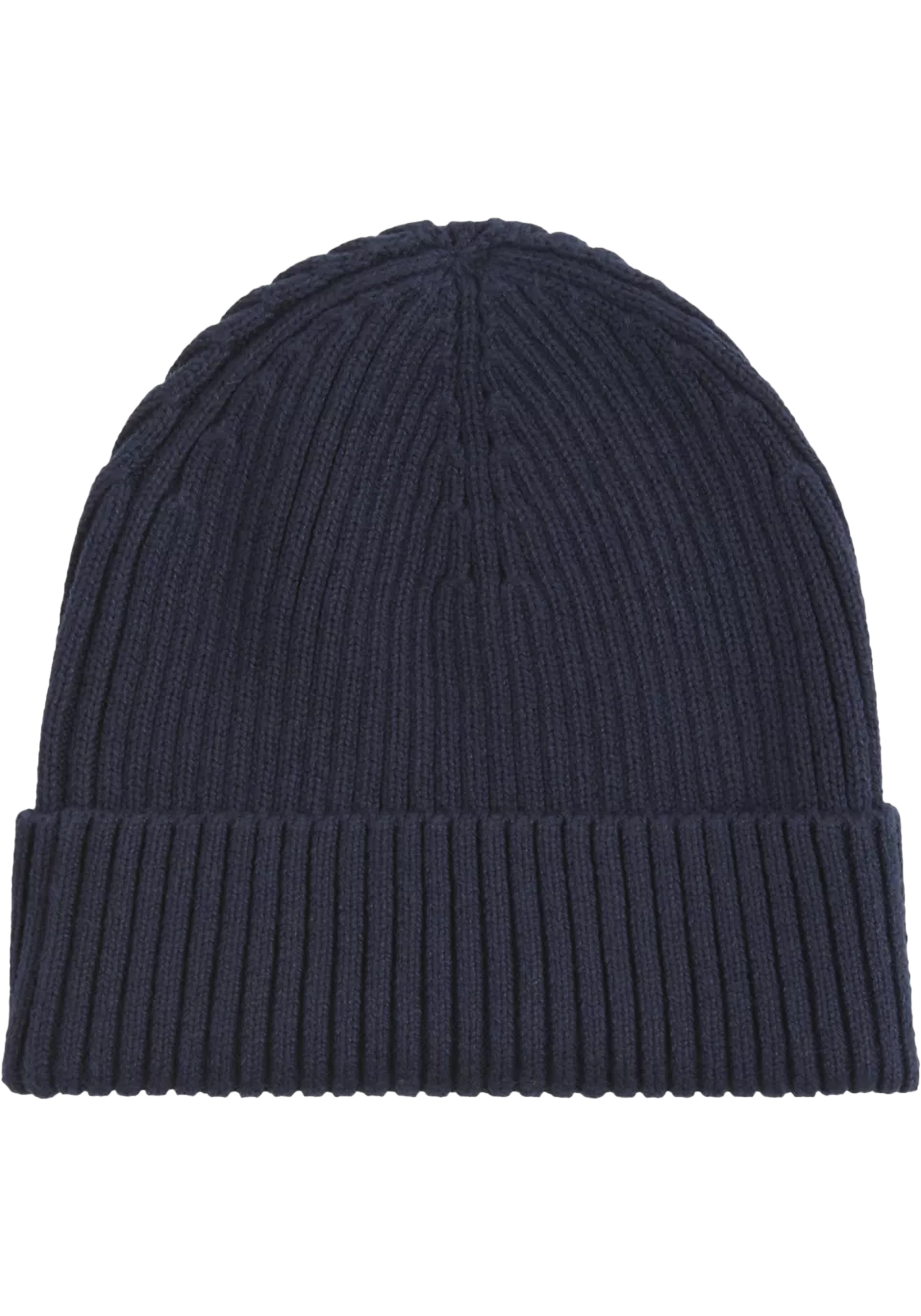 Calvin Klein muts, classic cotton rib beanie, donkerblauw