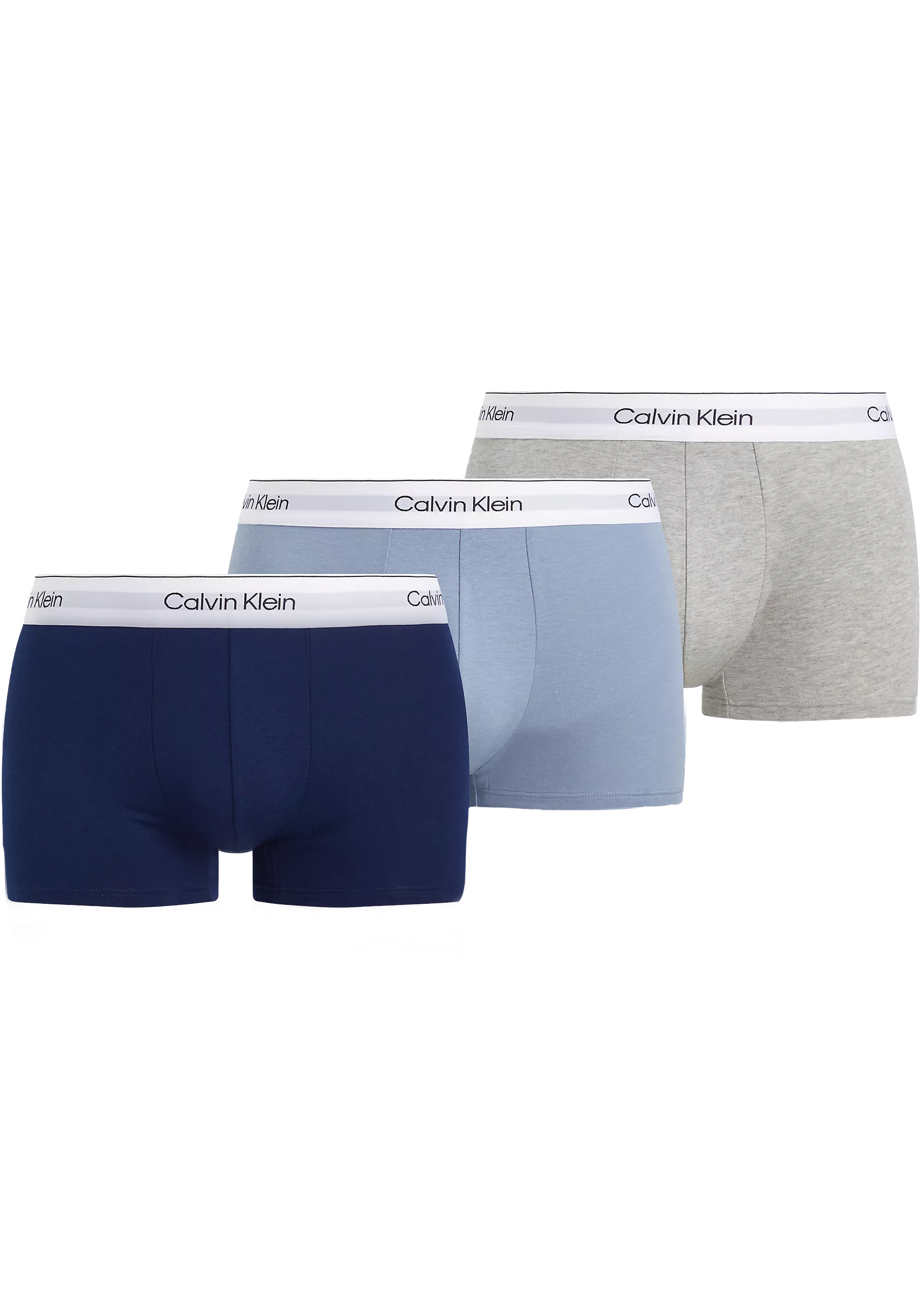 Calvin Klein Low Rise Trunks (3-pack), lage heren boxers kort, zwart, lichtgrijs, blauw