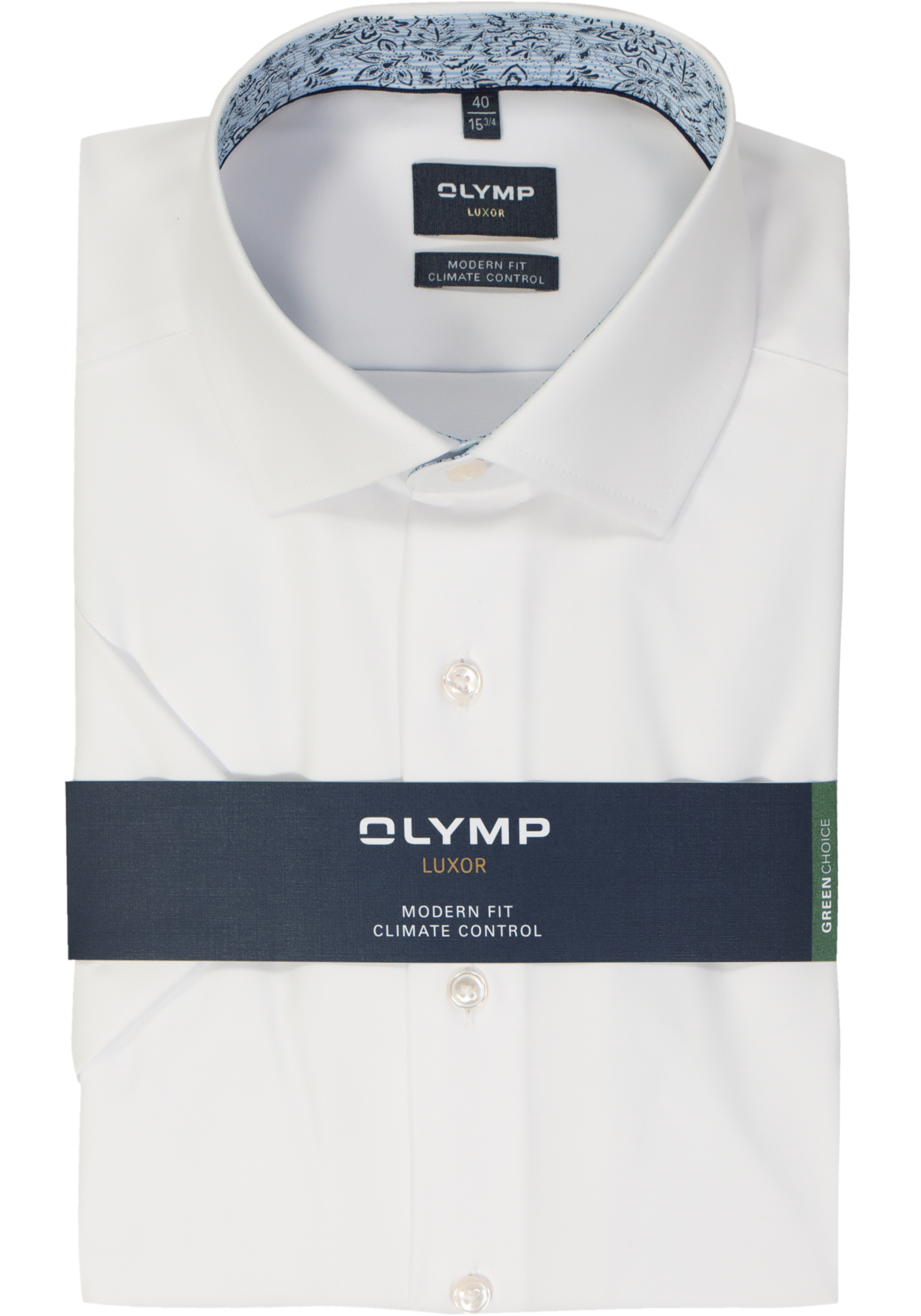 OLYMP 24/7 modern fit overhemd, korte mouw, twill, wit