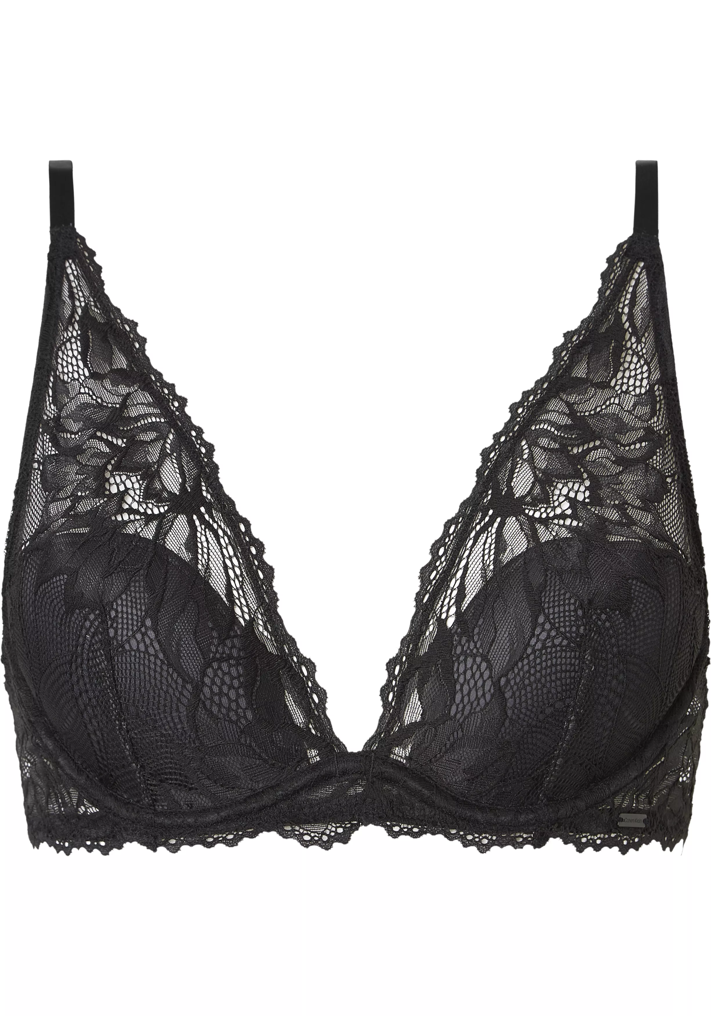 Calvin Klein dames Seductive comfort plunge bra, kanten BH, zwart