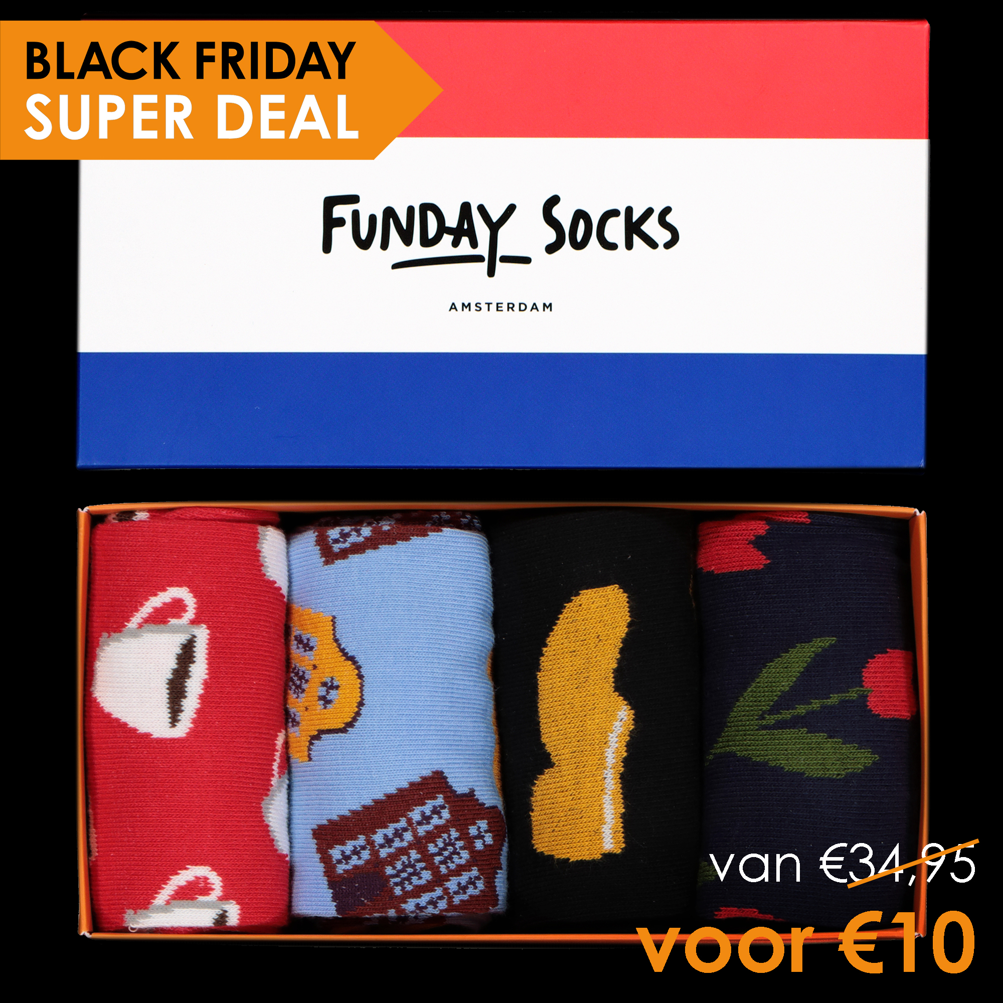 Funday sokken 4 pack van 34,95 voor 10