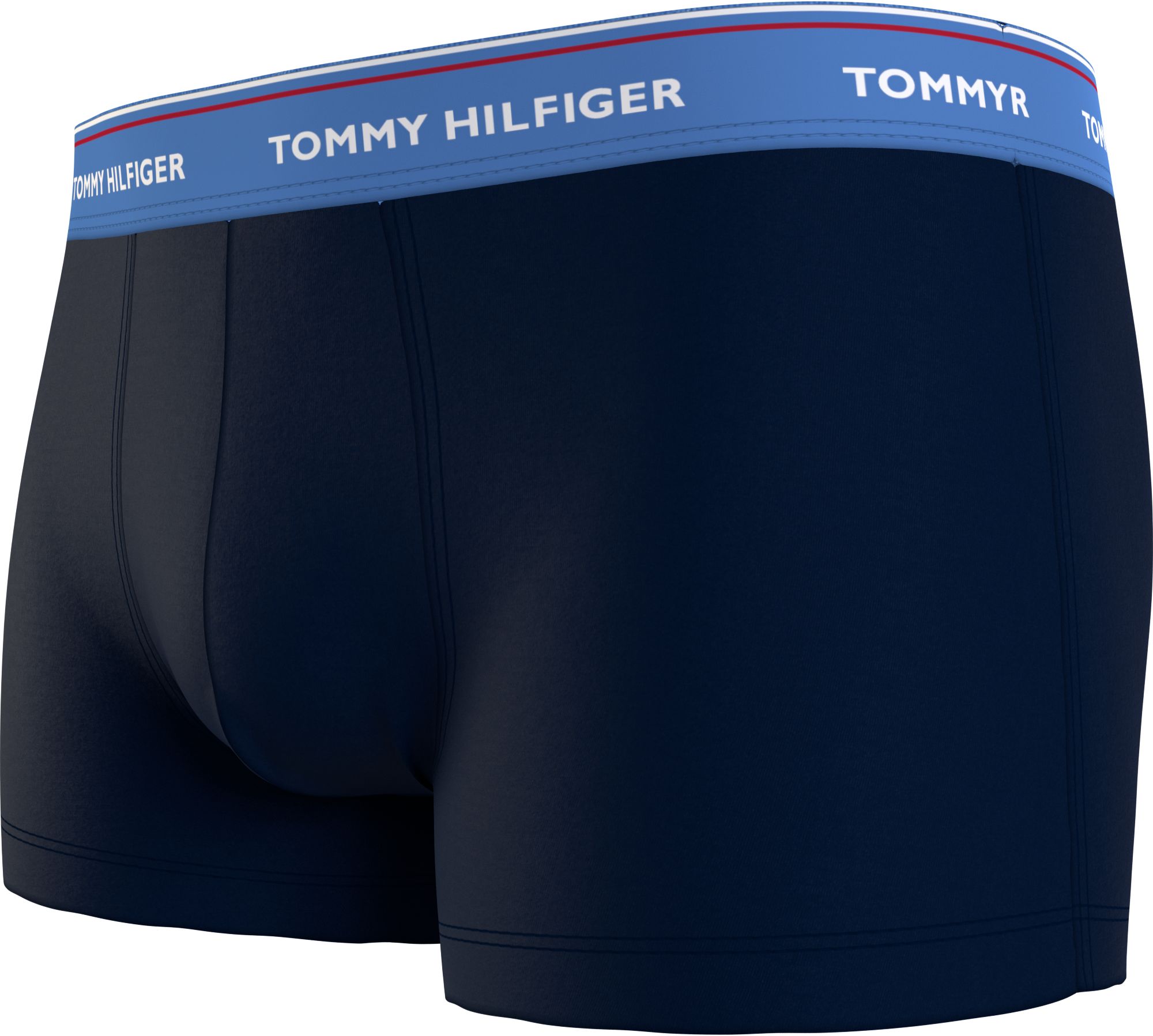 Tommy Hilfiger trunk (3-pack), heren boxers normale lengte, blauw met gekleurde tailleband