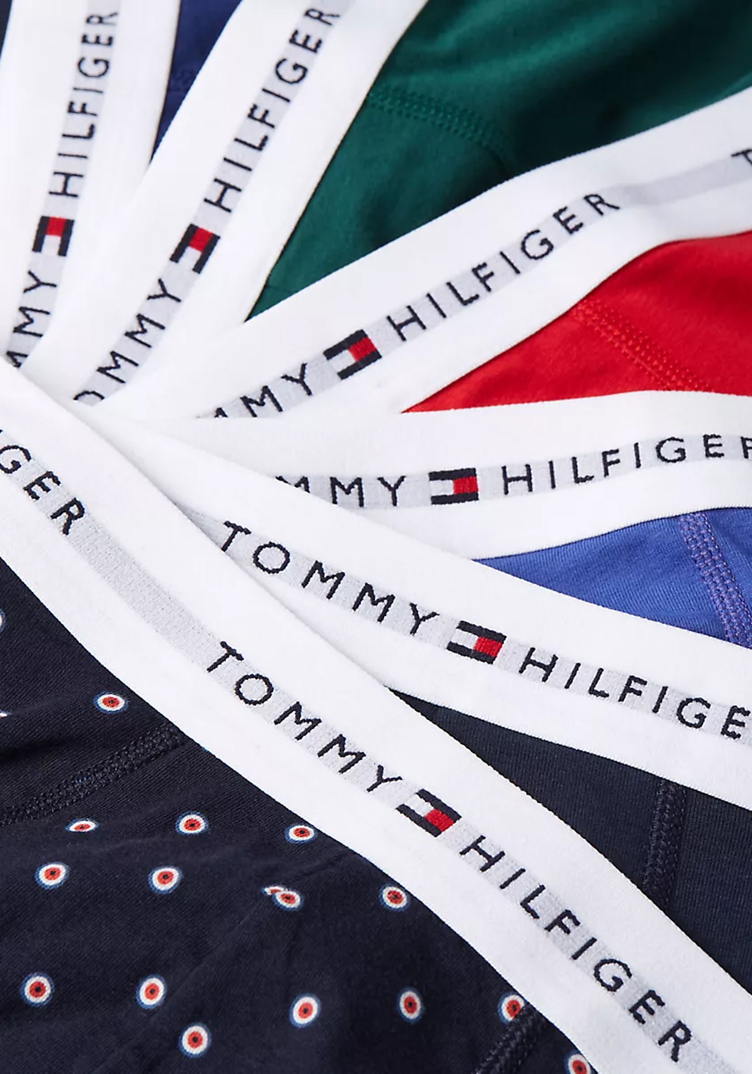 Tommy Hilfiger trunk (7-pack), heren boxers normale lengte, blauw, groen, rood en blauw met print