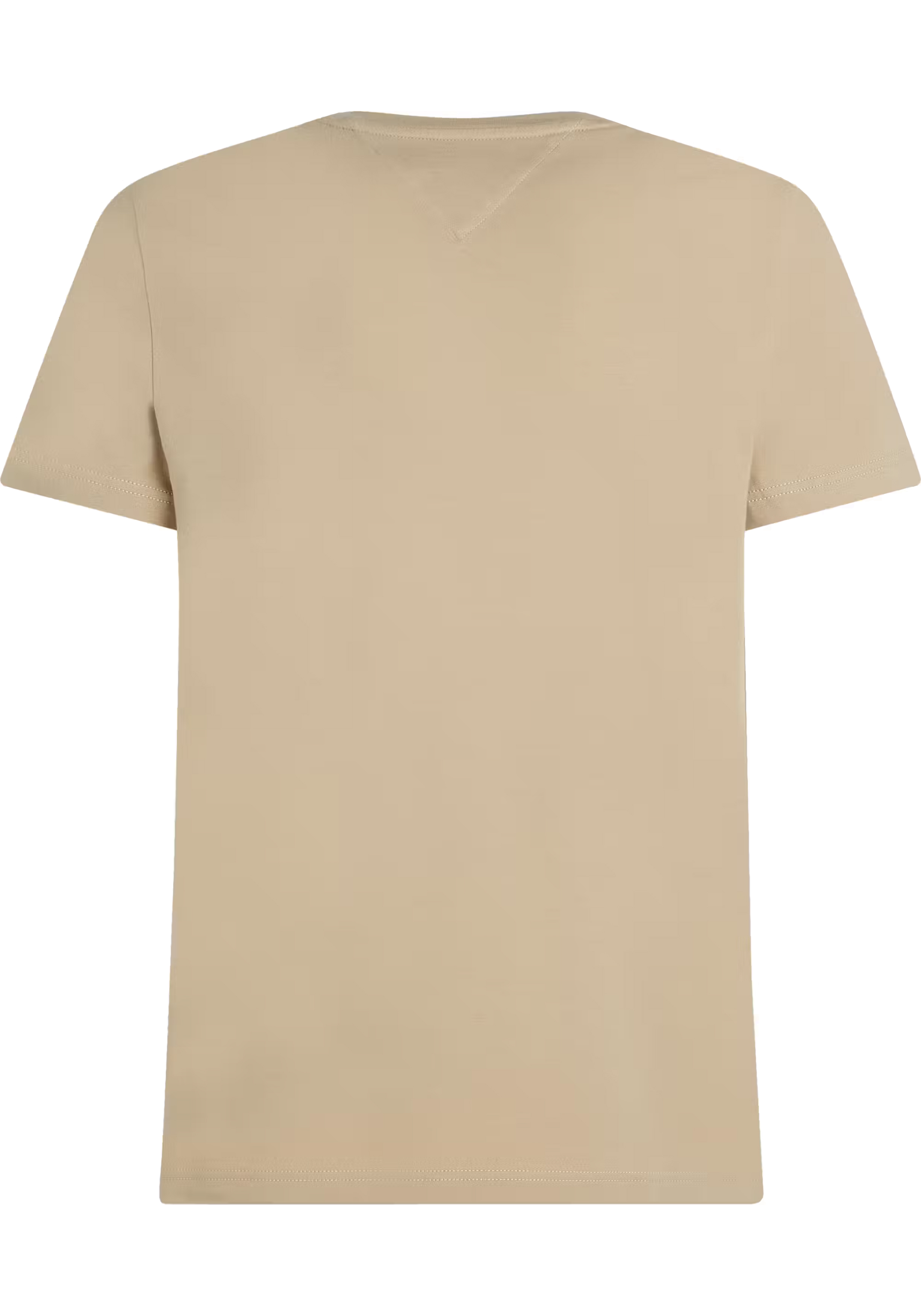 Tommy Hilfiger Stretch Slim Fit Tee, heren T-shirt korte mouw O-hals, beige